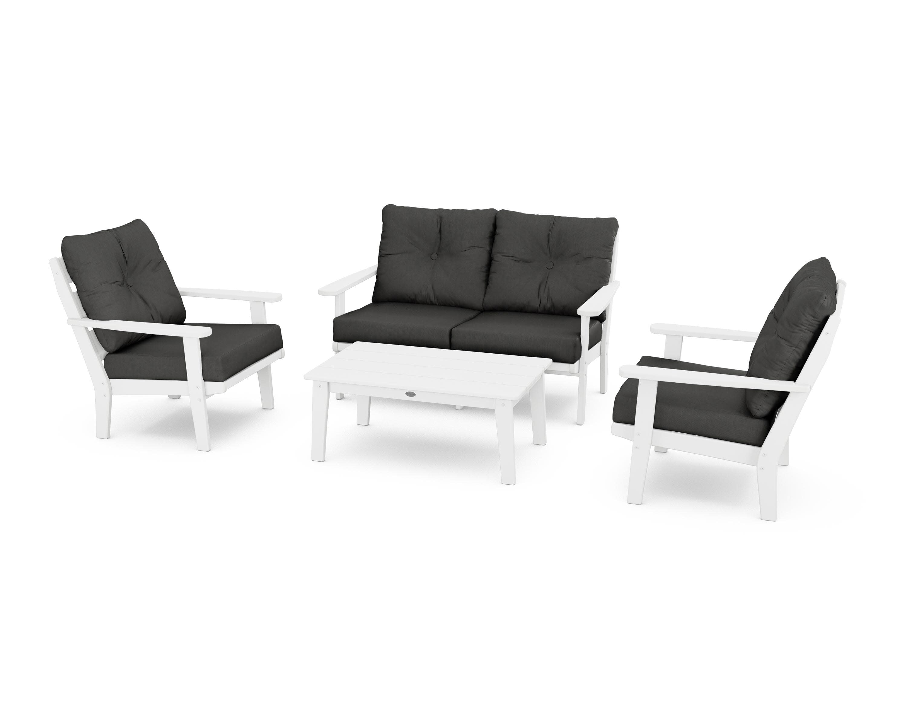 Lakeside 4-Piece Deep Seating Set in White / Spectrum Carbon