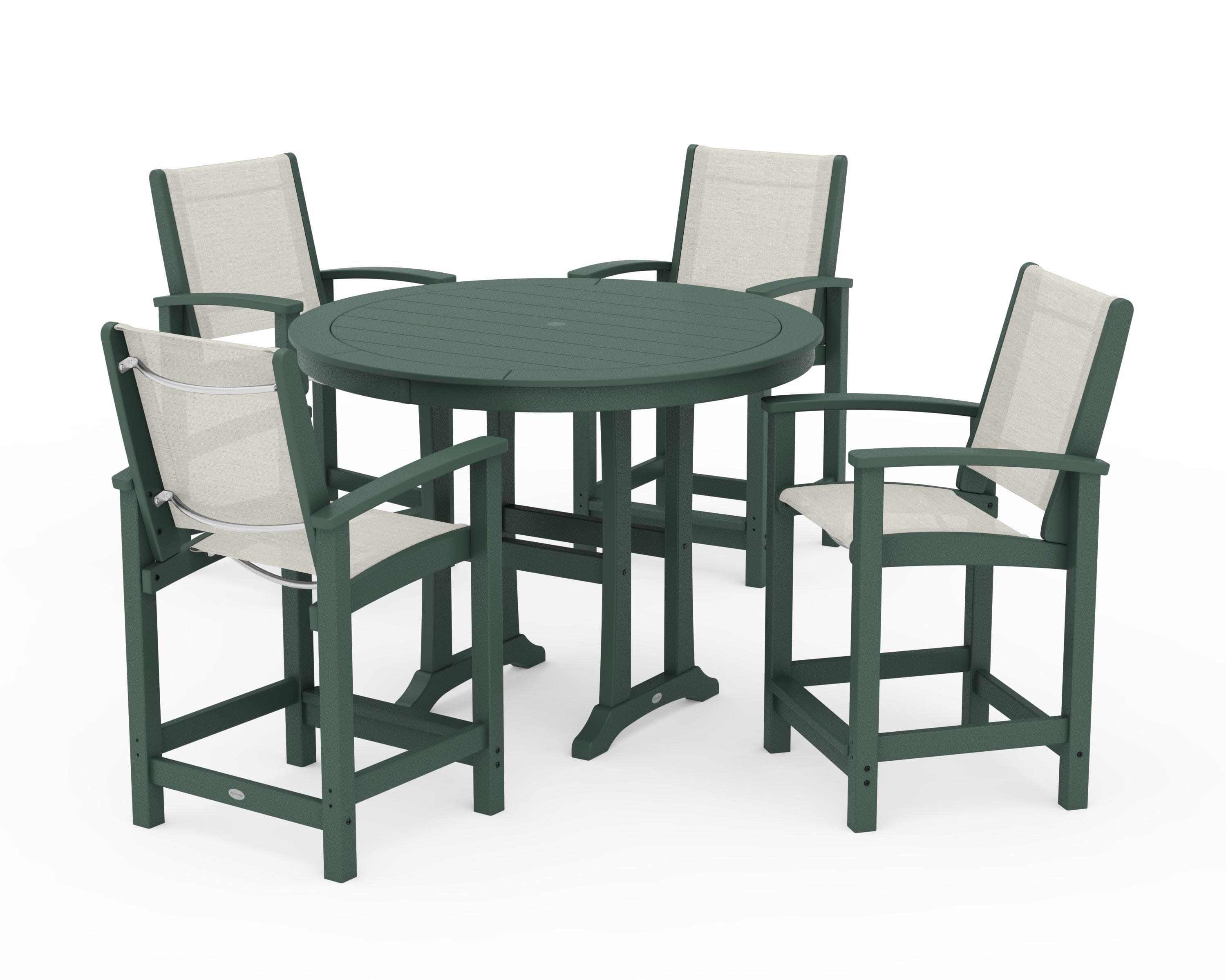 Coastal 5-Piece Counter Set in Green / Parchment Sling