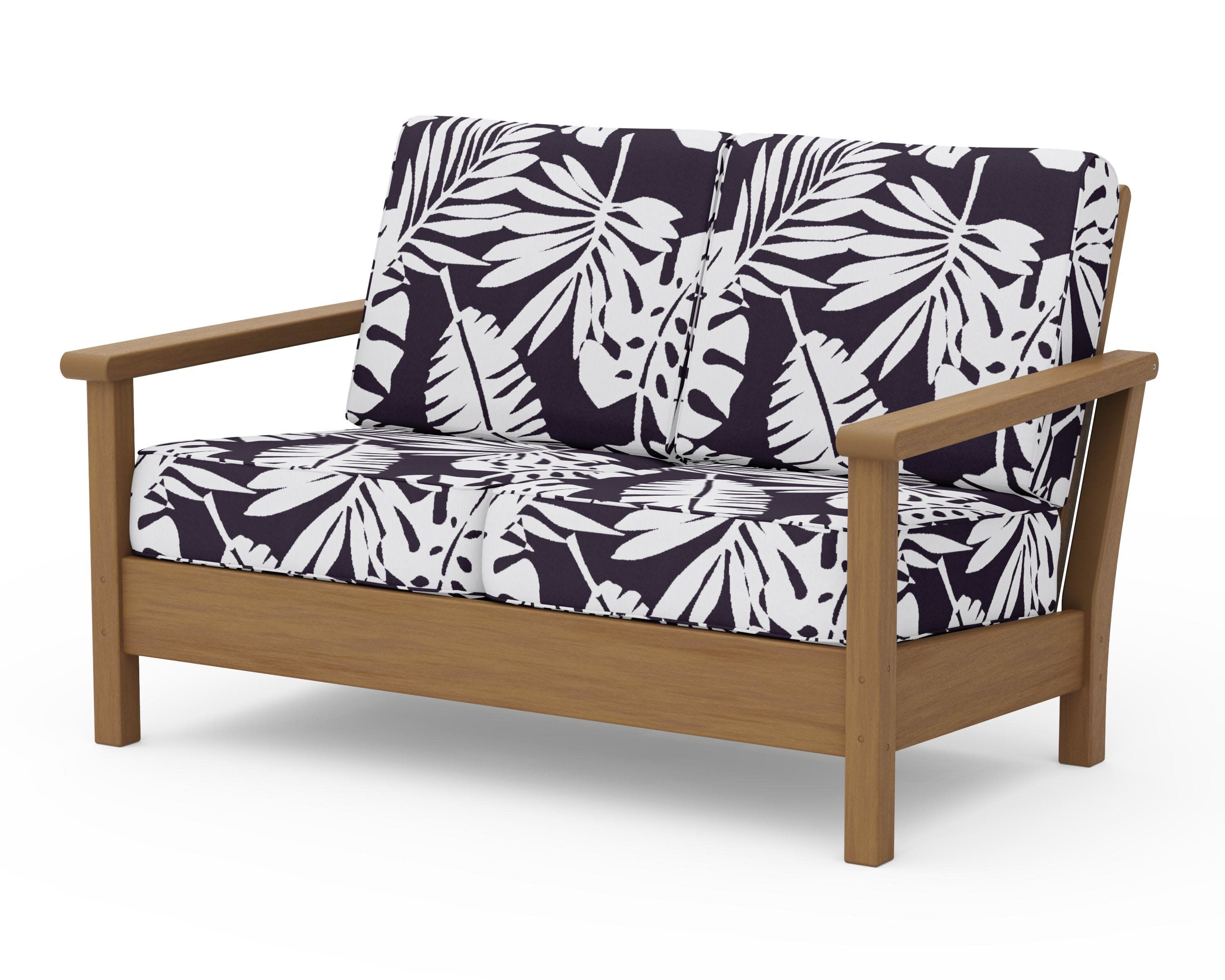 Harbour Deep Seating Loveseat in Natural / Leaf Navy