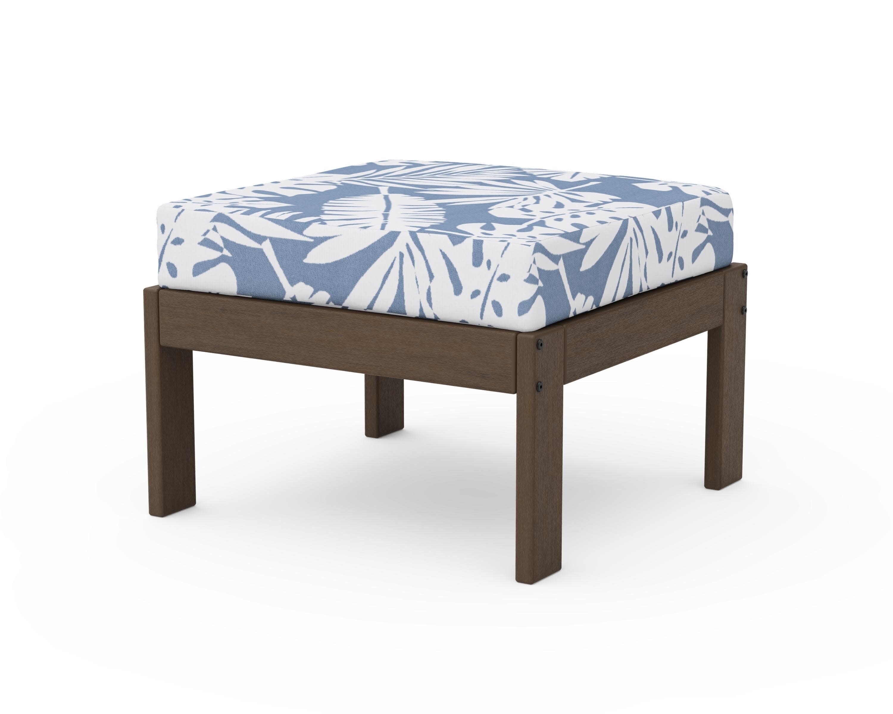 Vineyard Modular Ottoman in Kona / Leaf Sky Blue