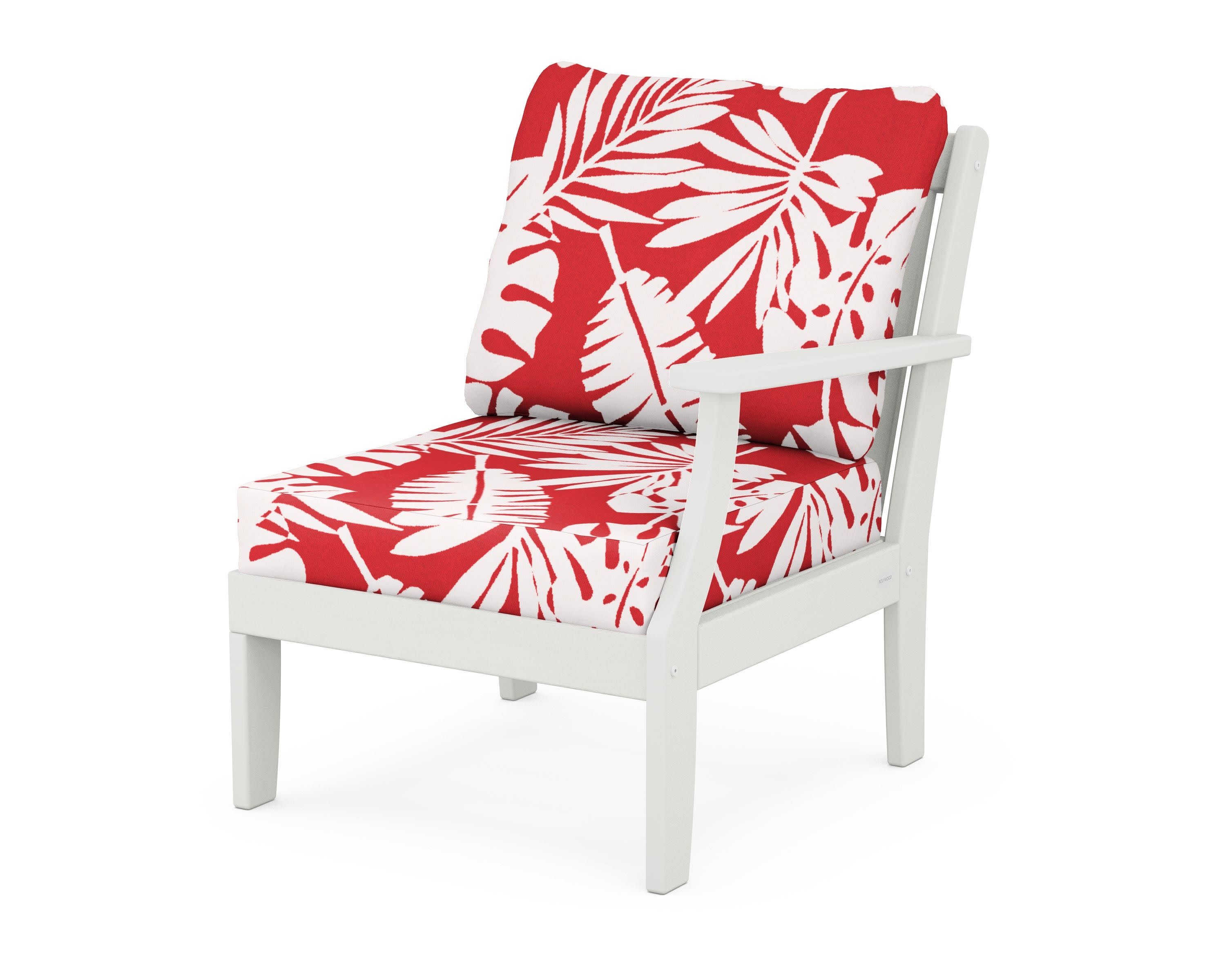 Braxton Modular Right Arm Chair in Vintage White / Leaf Crimson