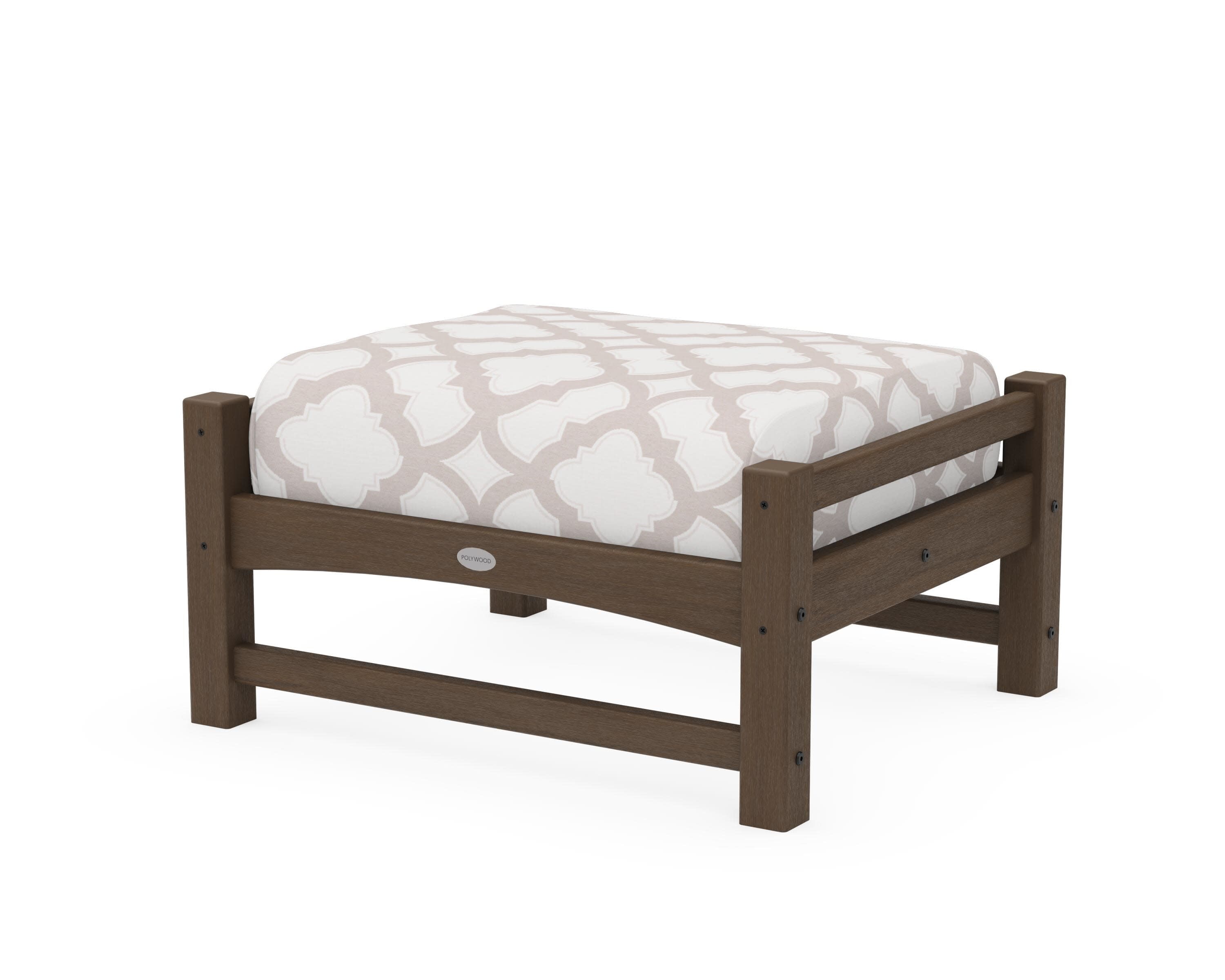 Club Ottoman in Kona / Trellis Dune Burlap