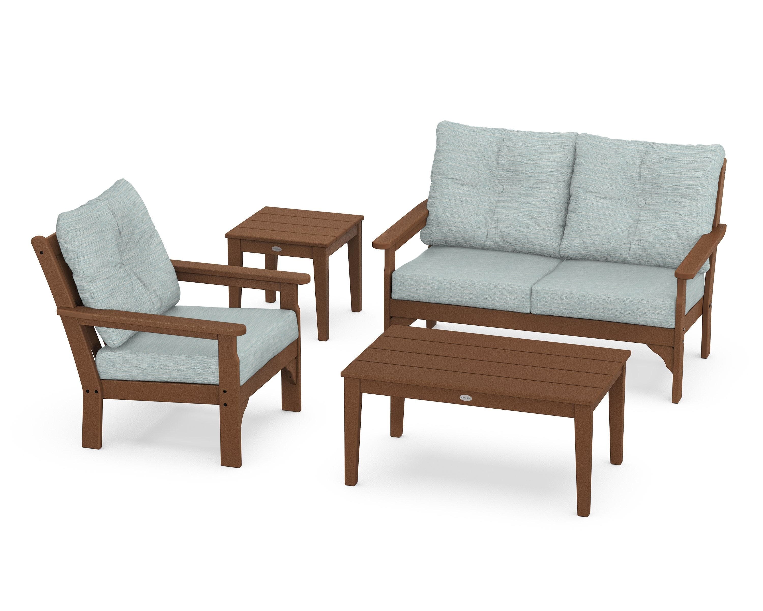 Vineyard 4-Piece Deep Seating Set in Teak / Soothe Mist