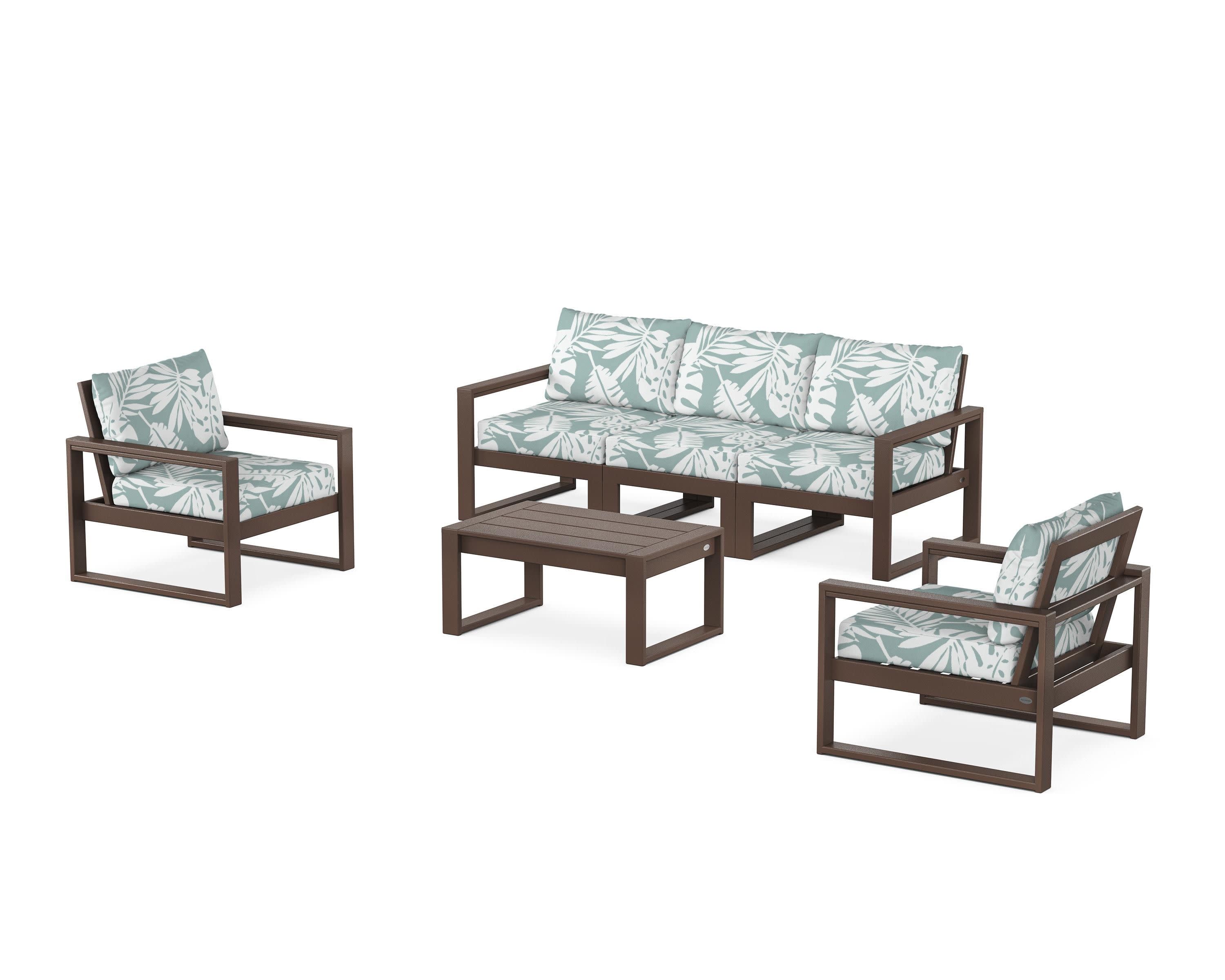 EDGE Sectional 4-Piece Deep Seating Set with Sofa in Mahogany / Leaf Glacier Spa