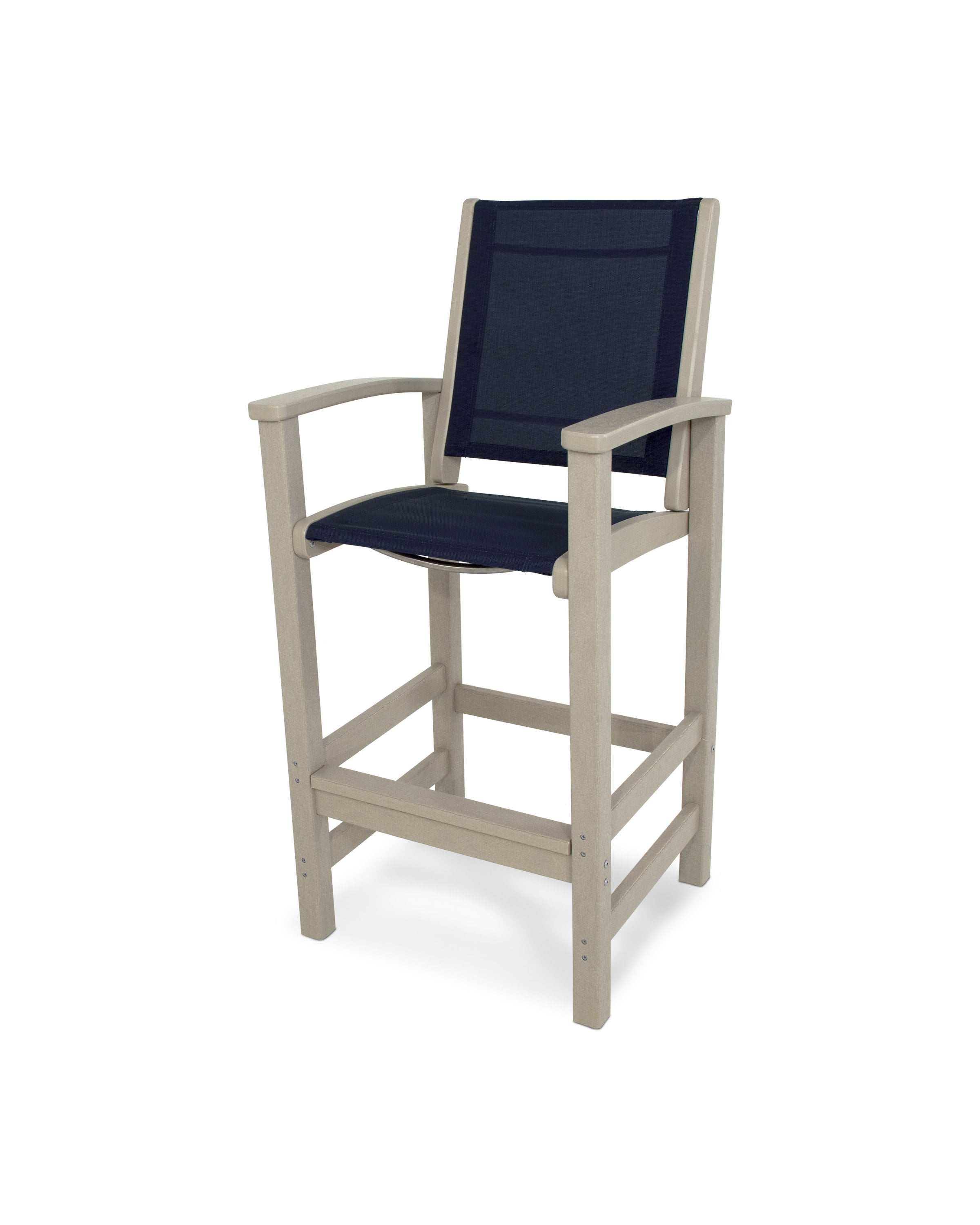 Coastal Bar Chair in Sand / Navy Blue Sling