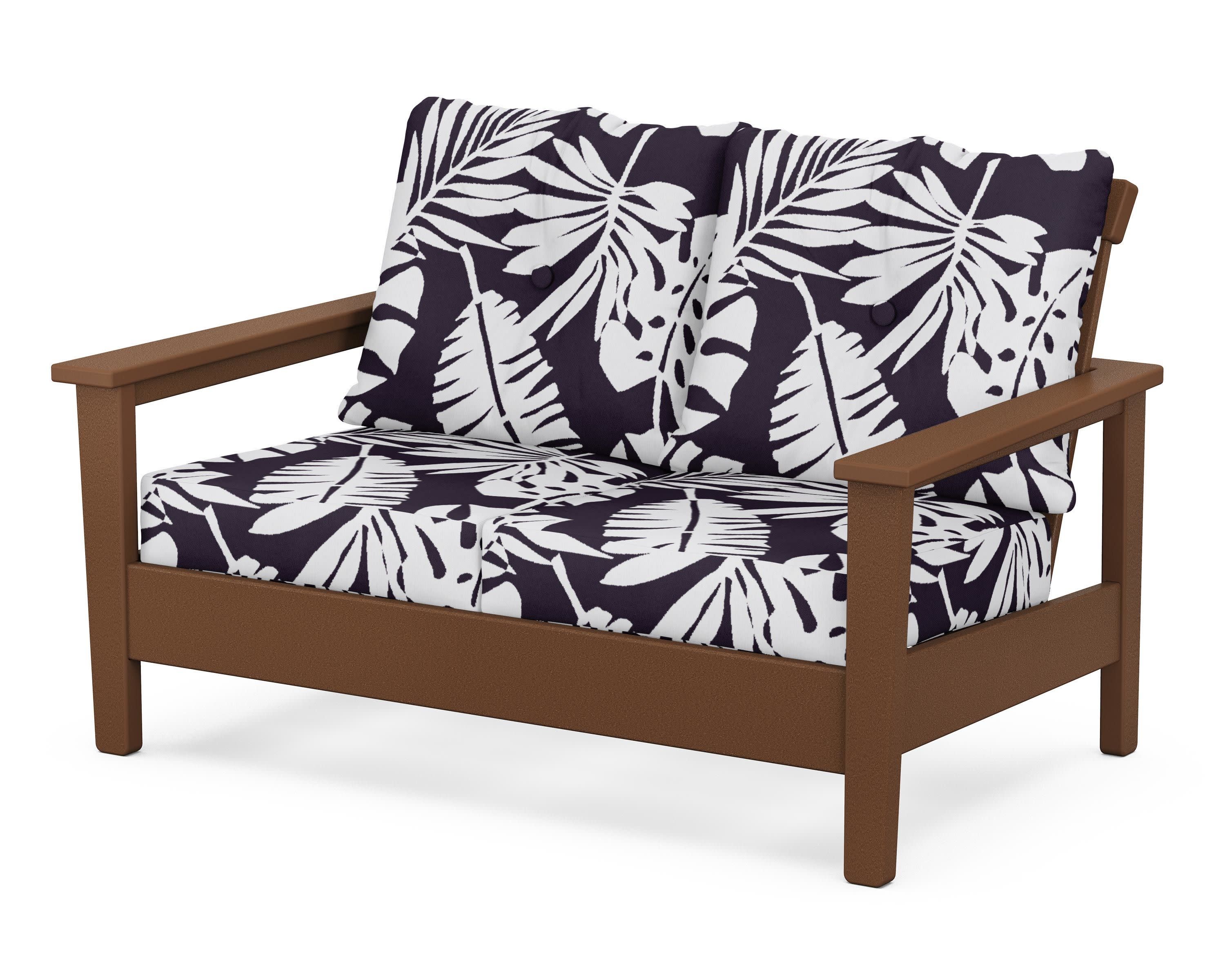 Prescott Deep Seating Loveseat in Teak / Leaf Navy
