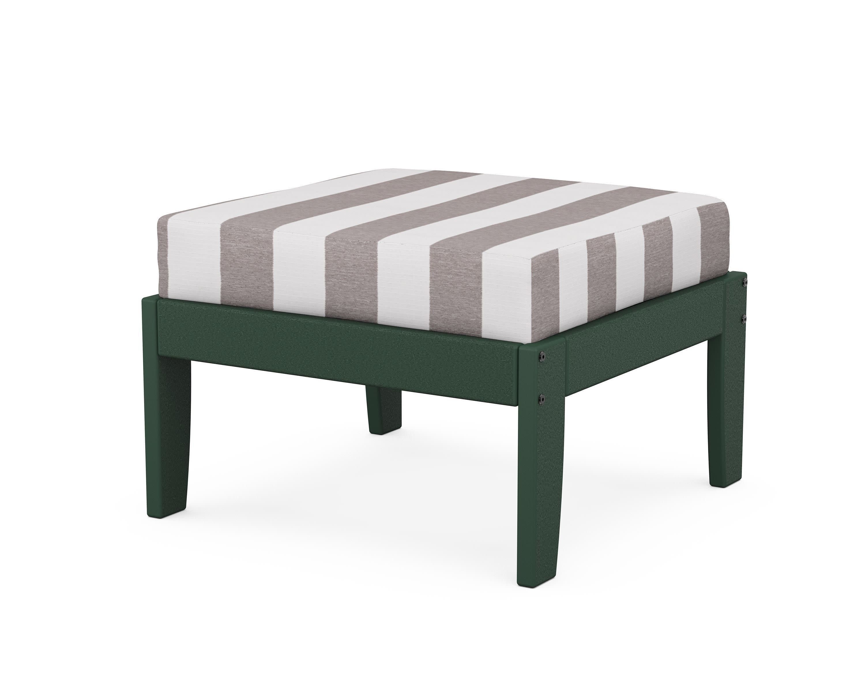 Modular Ottoman - Classic in Green / Cabana Stripe Grey Mist