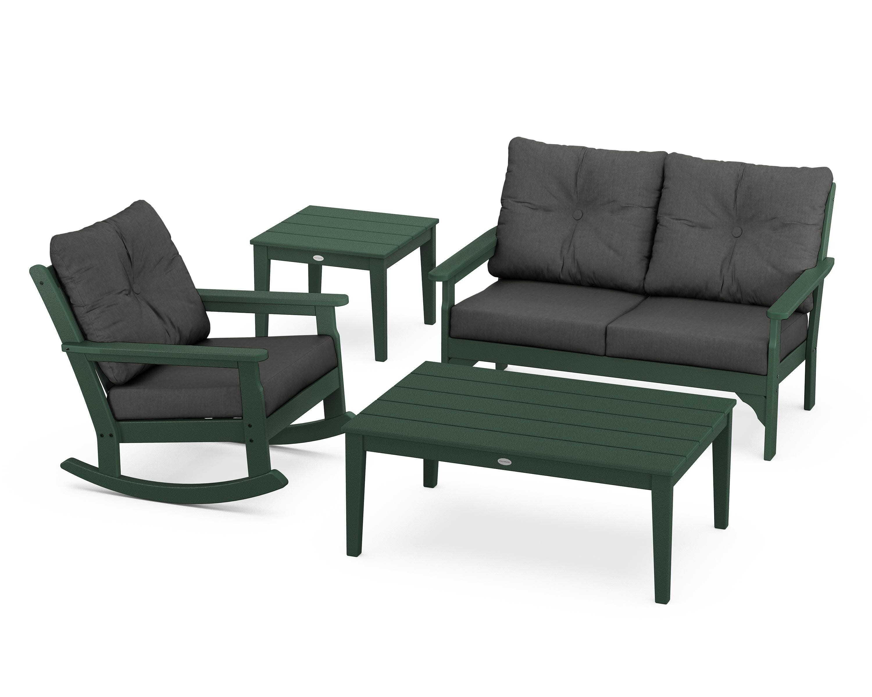 Vineyard 4-Piece Deep Seating Rocker Set in Green / Spectrum Carbon