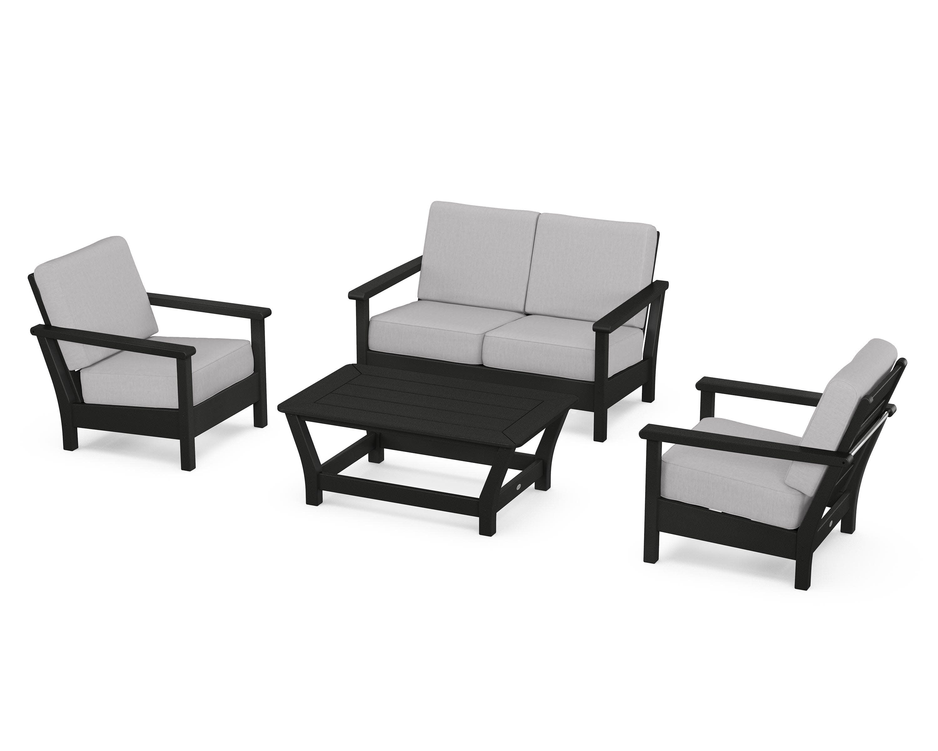 Harbour 4-Piece Deep Seating Set in Black / Granite