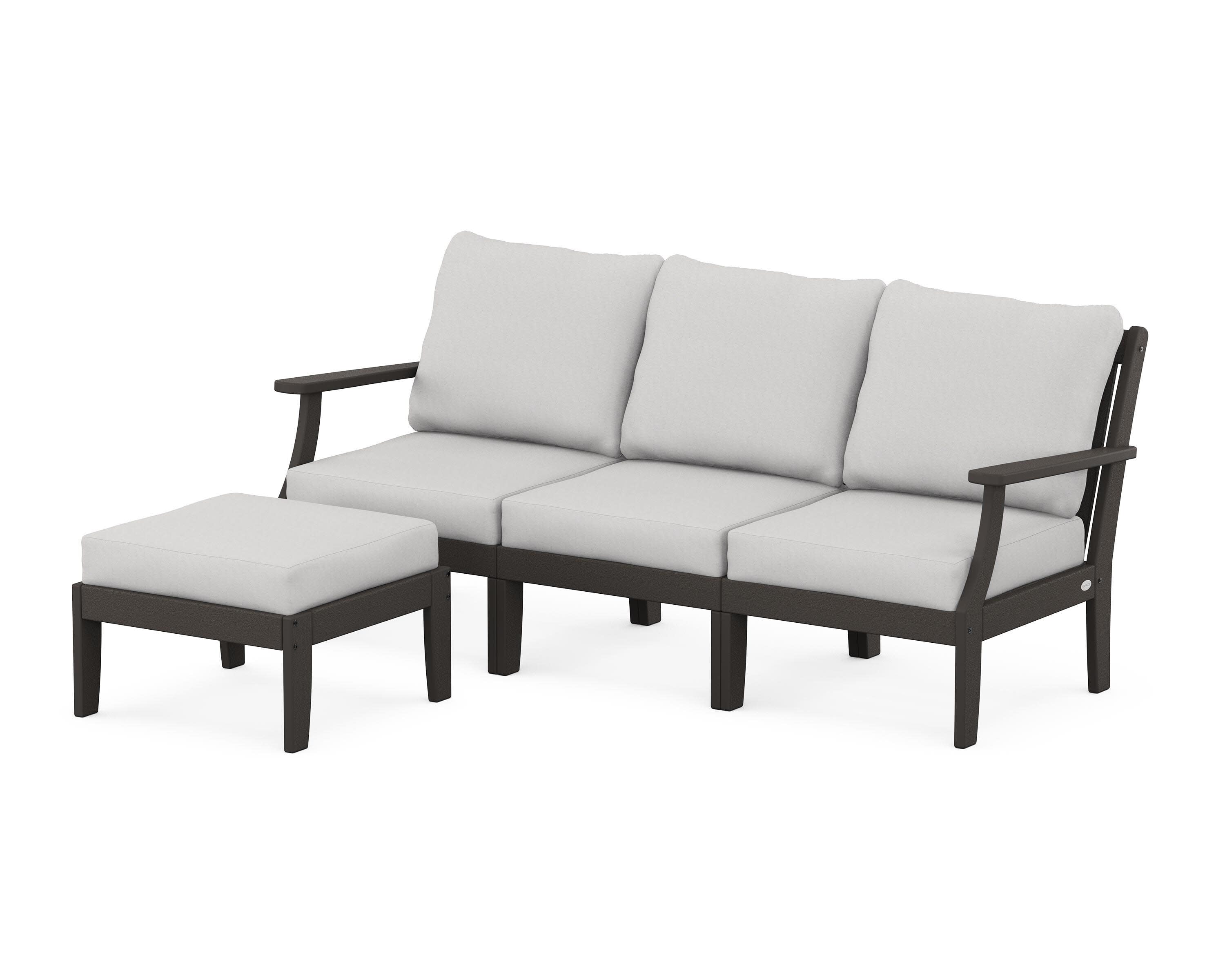 Braxton Modular 4-Piece Deep Seating Set with Ottoman in Vintage Coffee / Diamond in the Rough