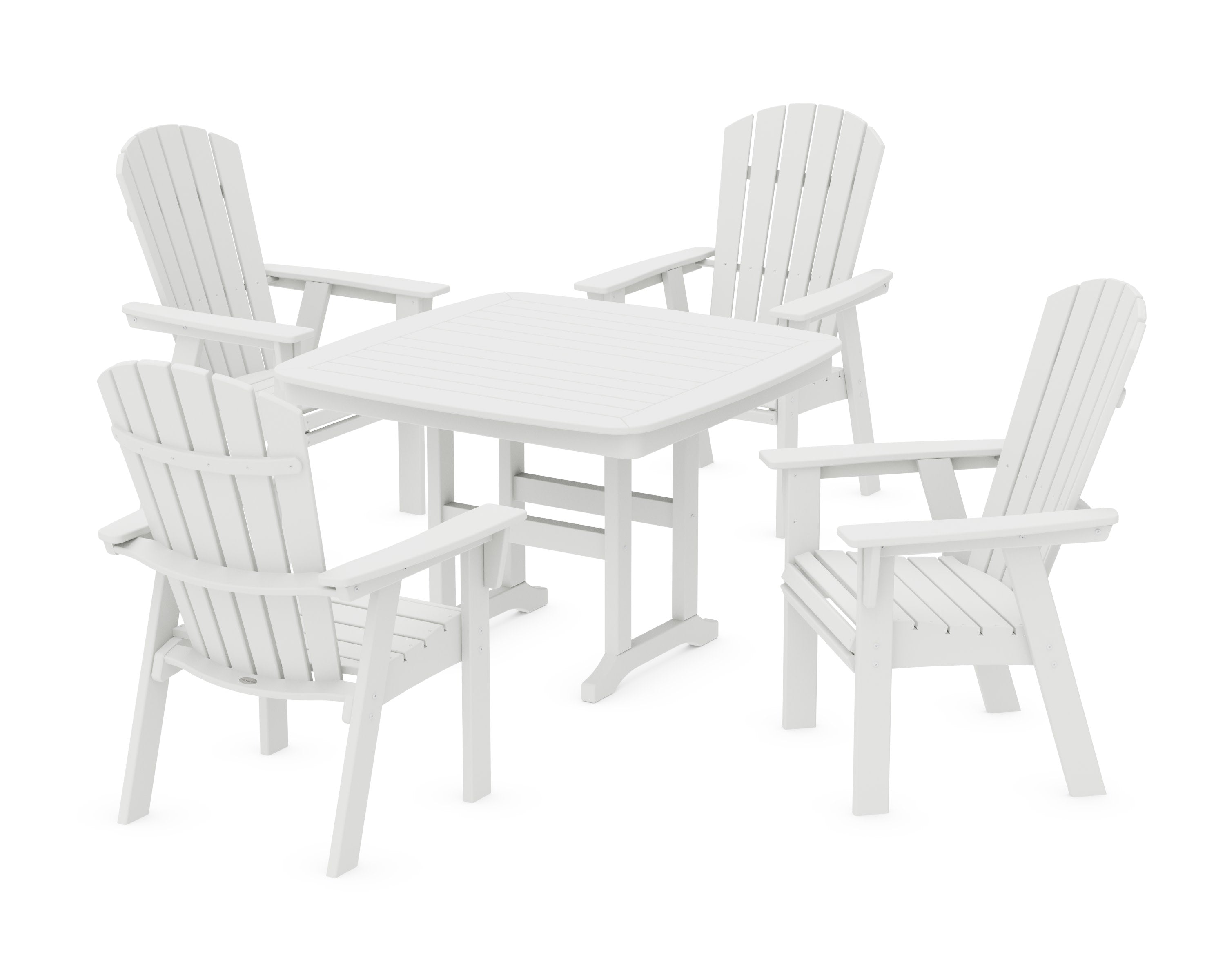 Nautical Curveback Adirondack 5-Piece Dining Set in White