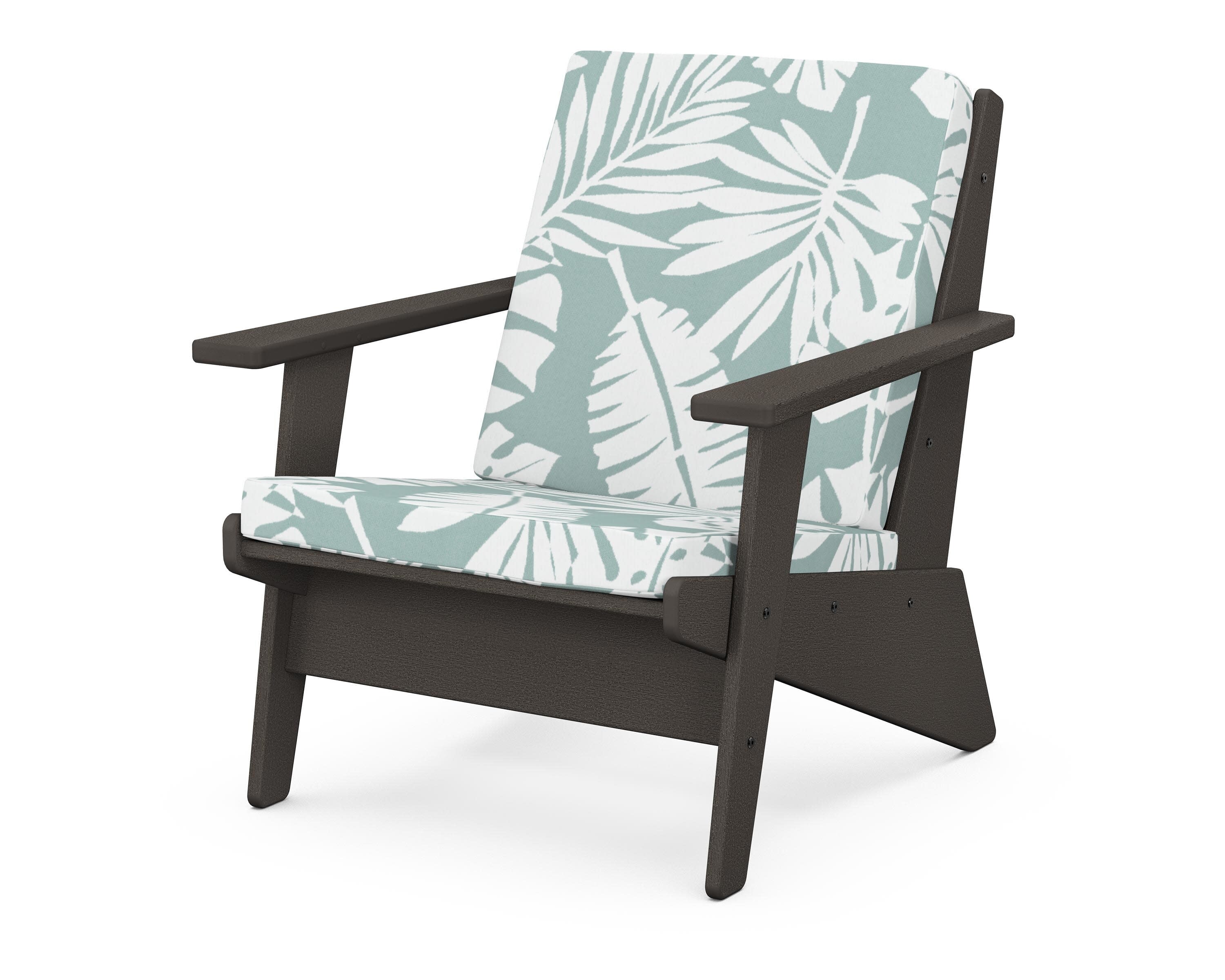Riviera Modern Lounge Chair in Vintage Coffee / Leaf Glacier Spa