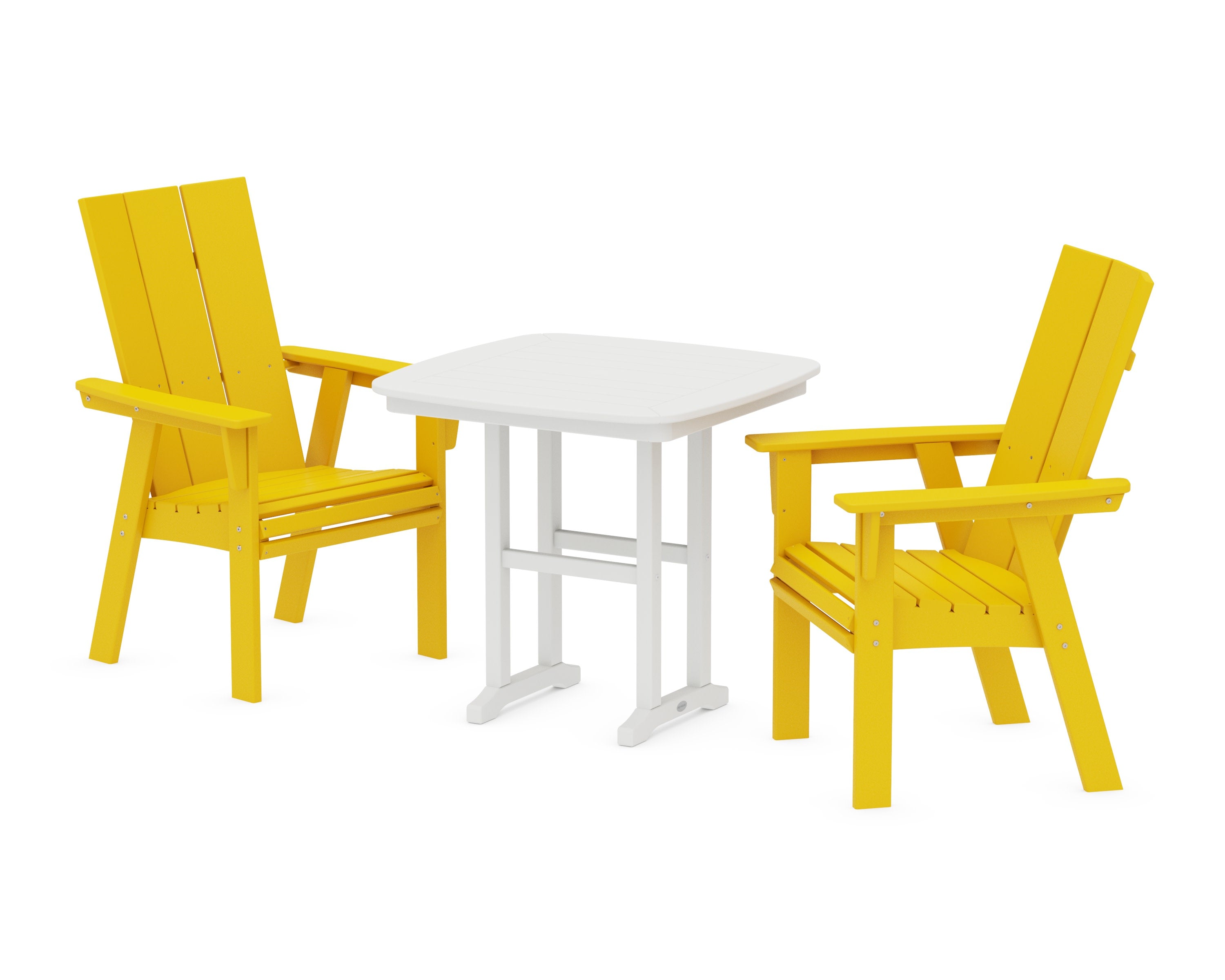 Modern Adirondack 3-Piece Dining Set in Lemon / White