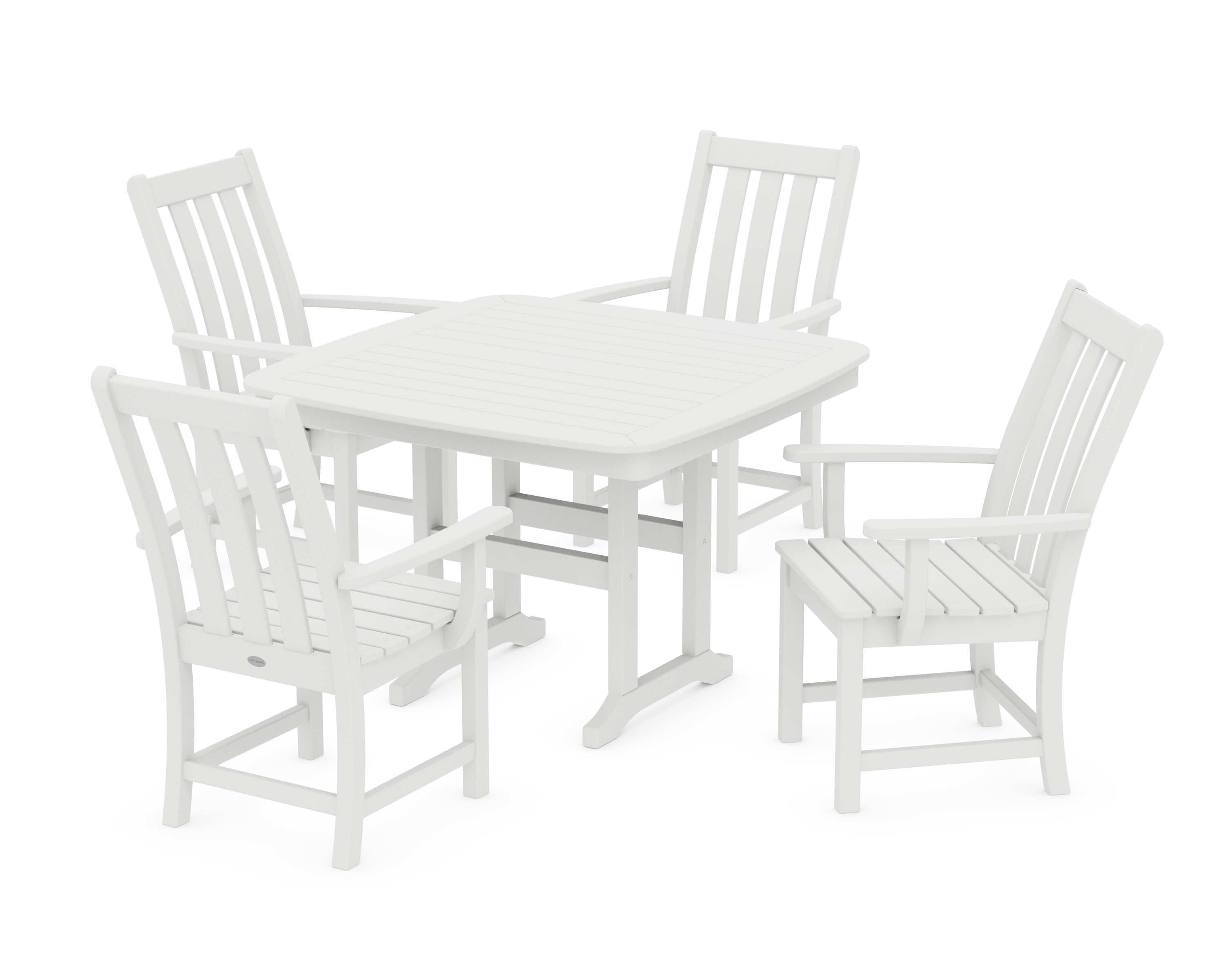Vineyard 5-Piece Dining Set with Trestle Legs in White