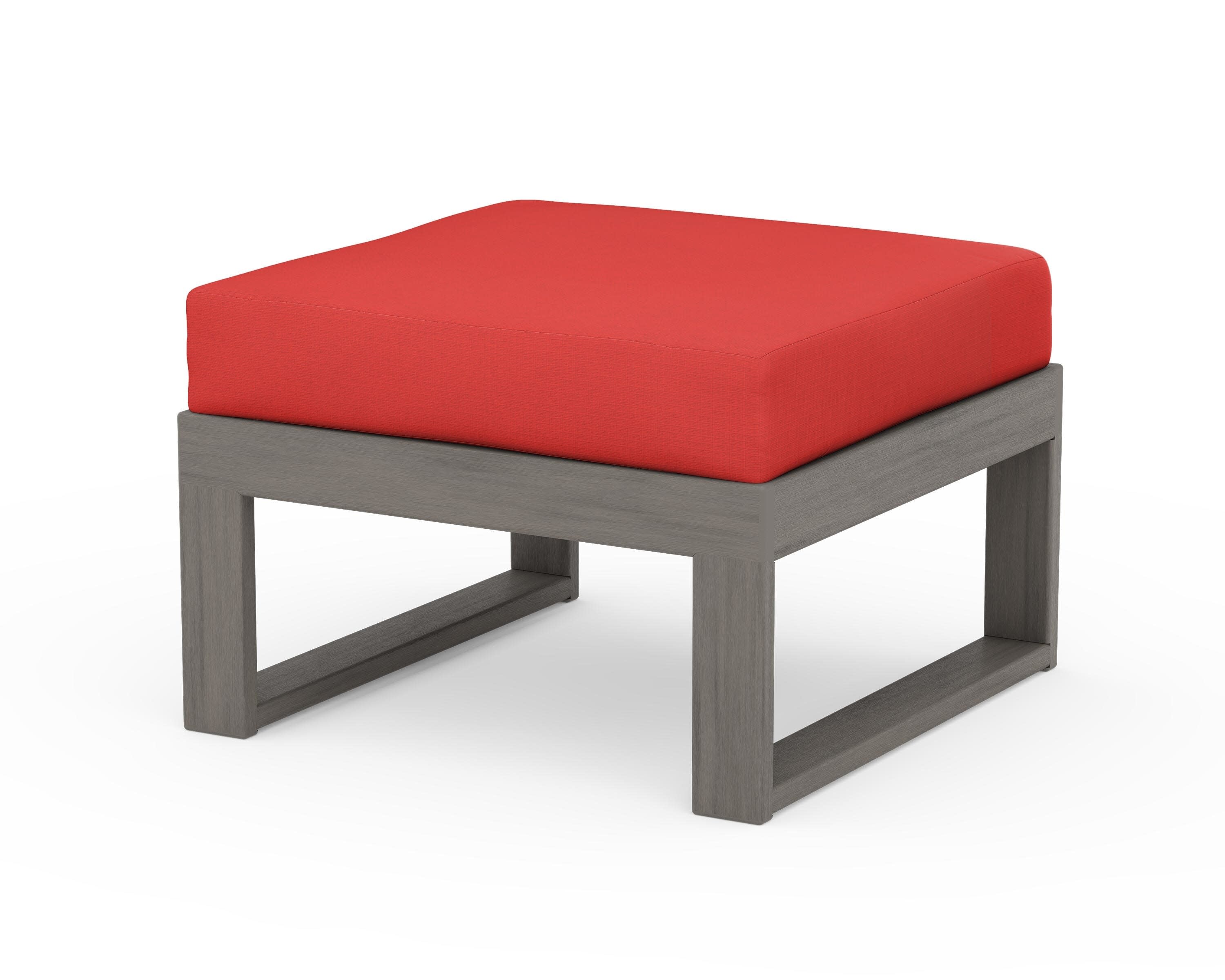 Modular Ottoman - Modern in Driftwood / Crimson Linen