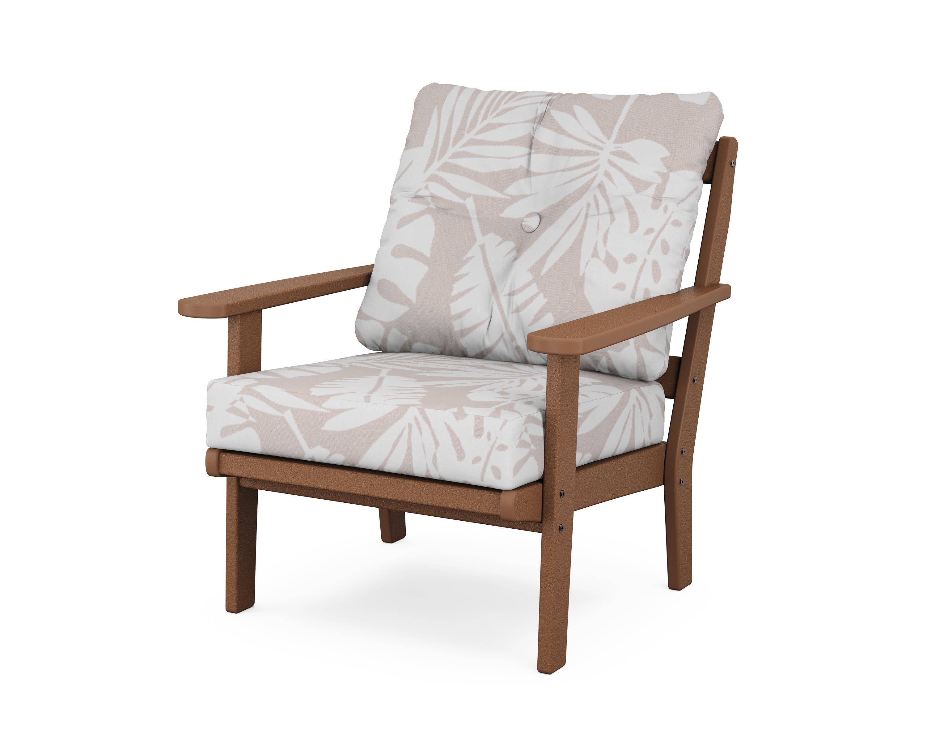Mission Deep Seating Chair in Teak / Leaf Dune Burlap