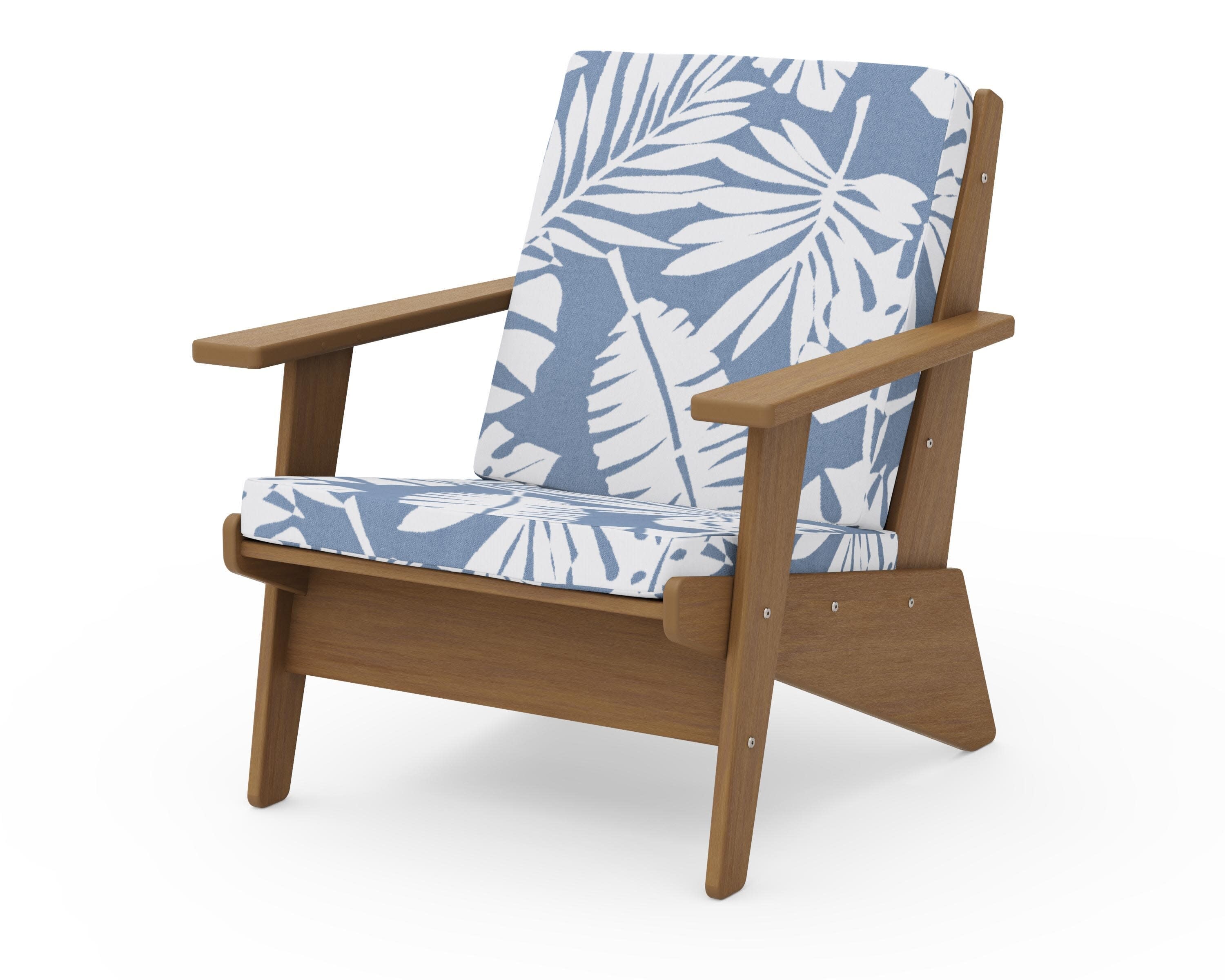 Riviera Modern Lounge Chair in Natural / Leaf Sky Blue