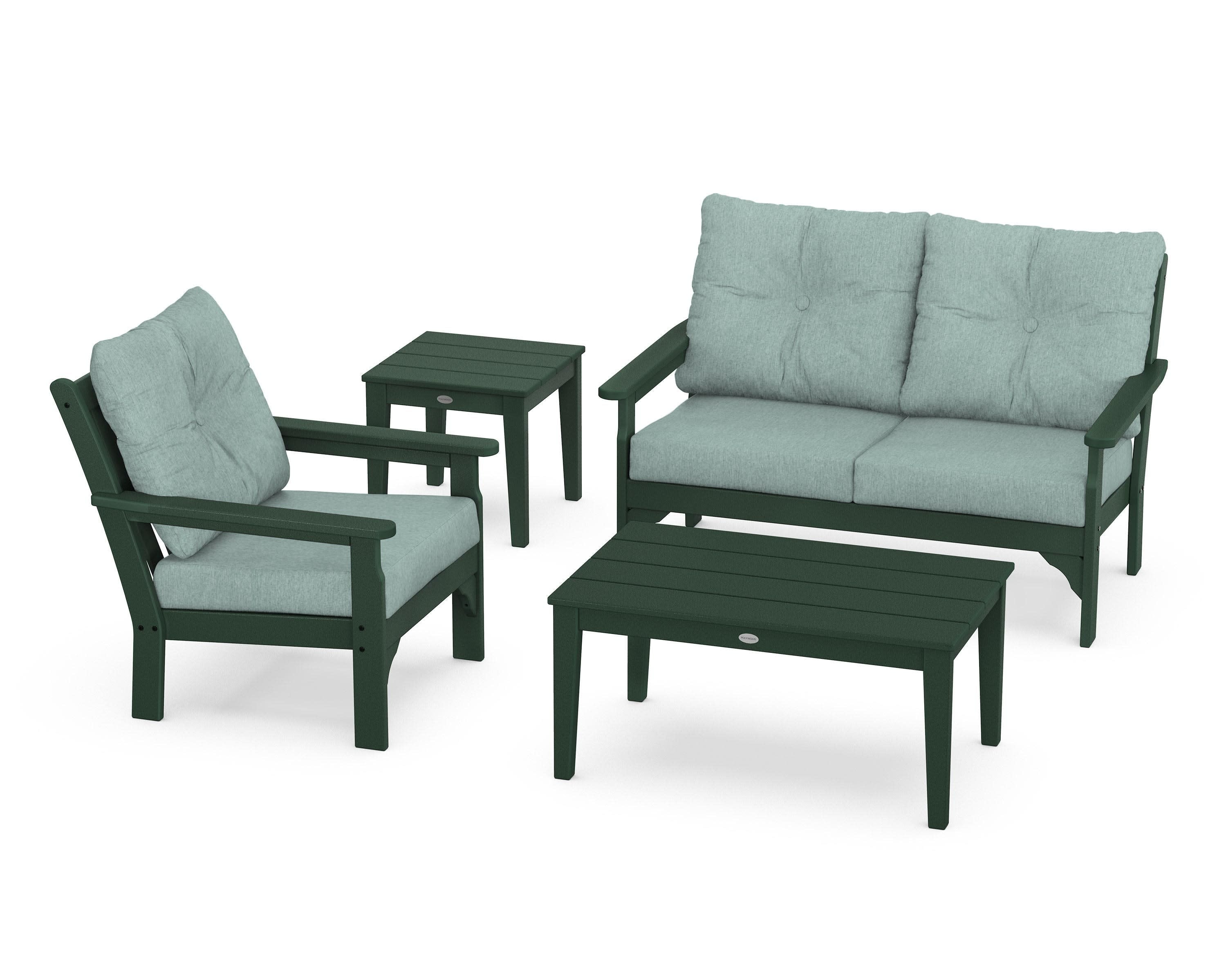 Vineyard 4-Piece Deep Seating Set in Green / Glacier Spa
