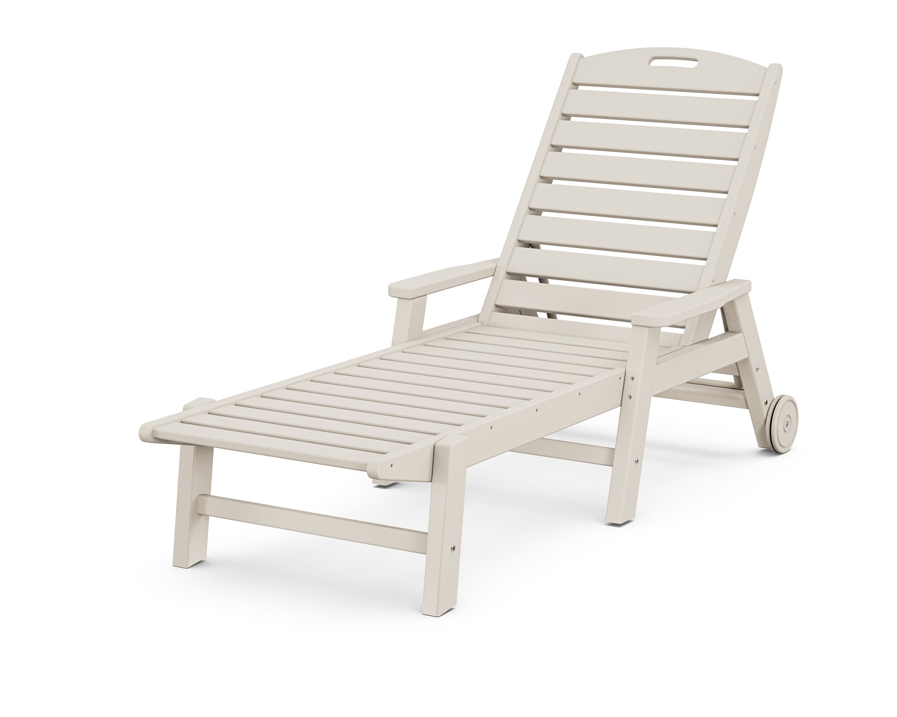 Nautical Chaise with Arms & Wheels in Sand
