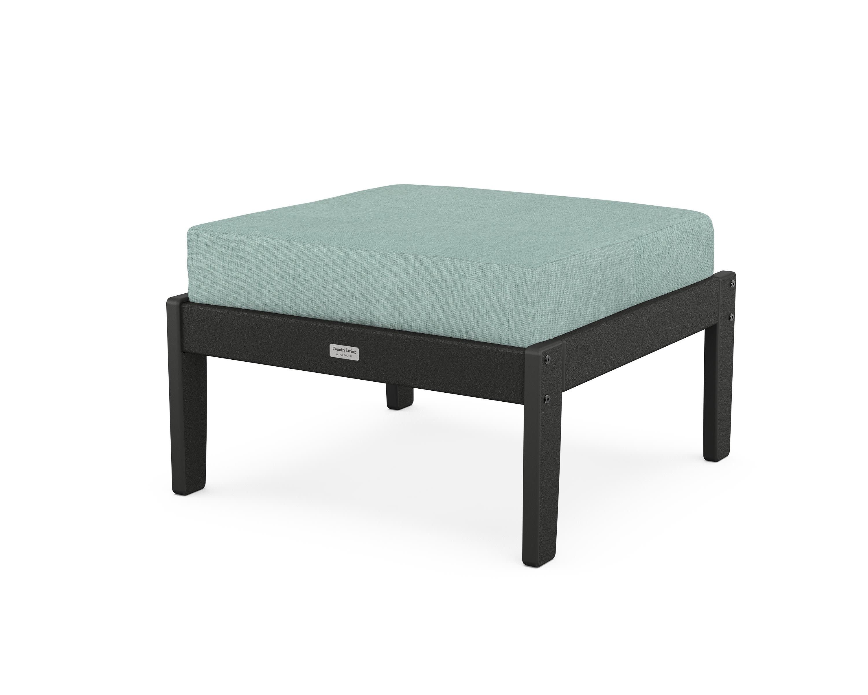 Cottage Deep Seating Ottoman in Black / Glacier Spa