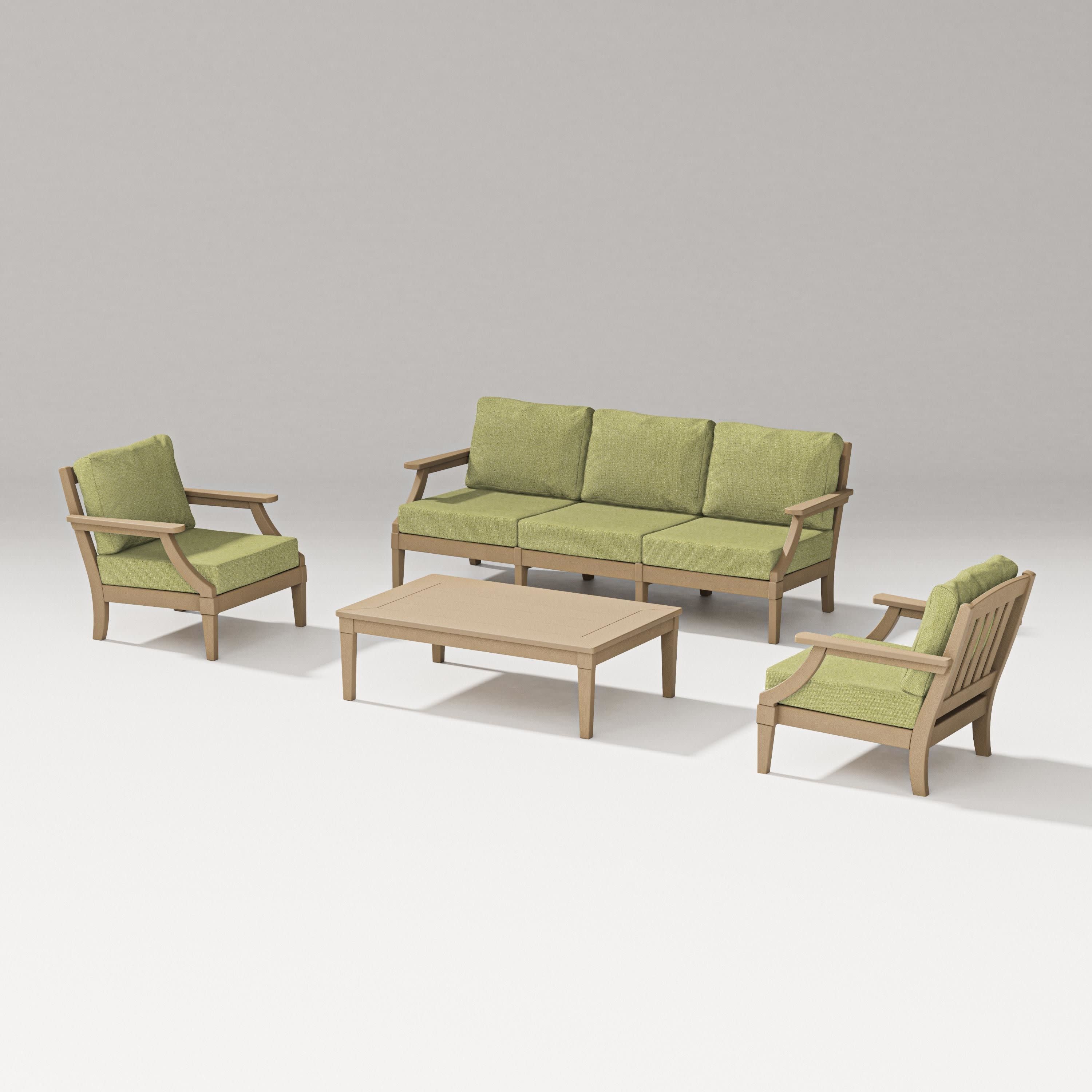 Estate 4-Piece Lounge Sofa Set in Vintage Sahara / Chartreuse Boucle