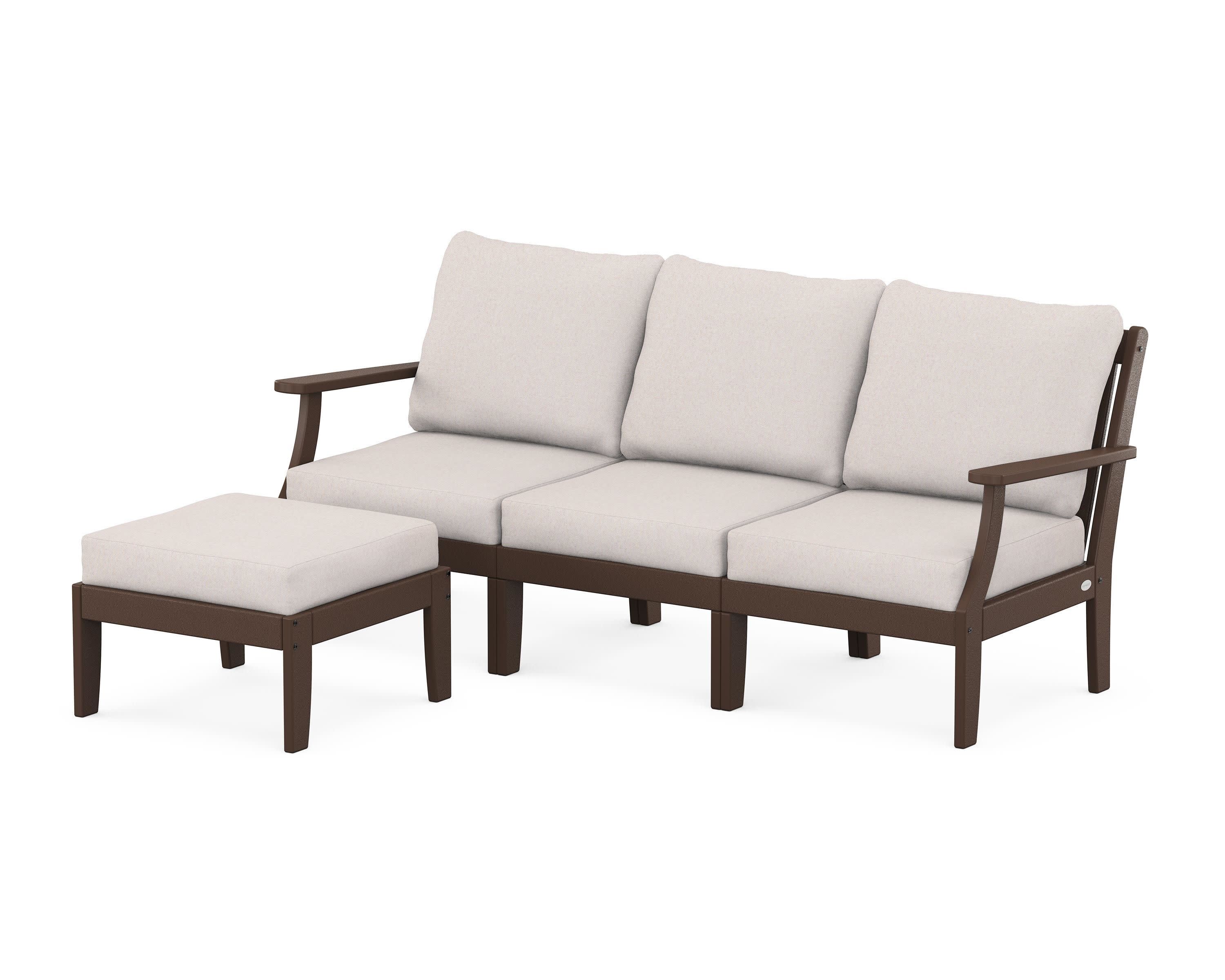 Braxton Modular 4-Piece Deep Seating Set with Ottoman in Mahogany / Dune Burlap