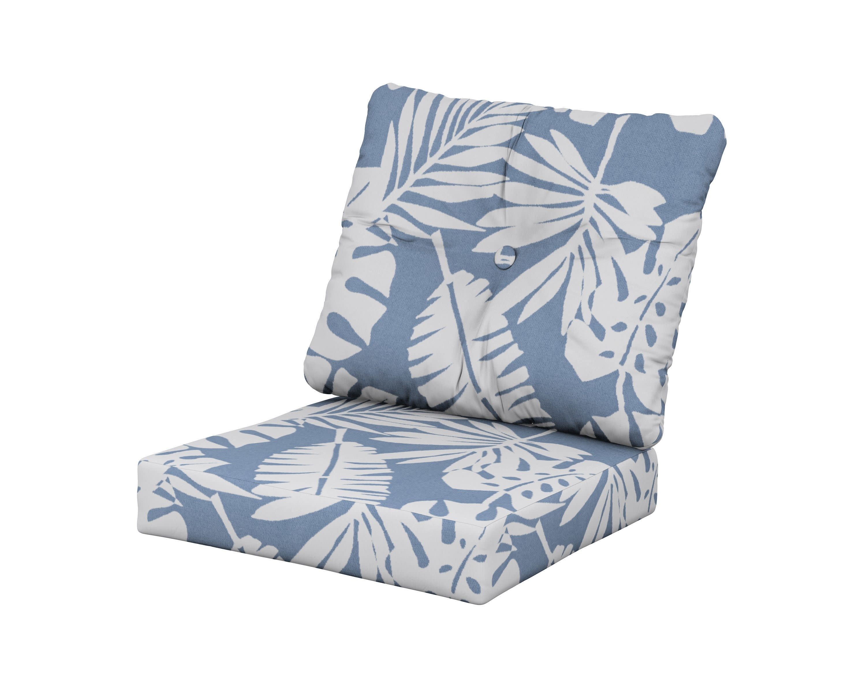Prescott Seat/Back Cushions in Leaf Sky Blue