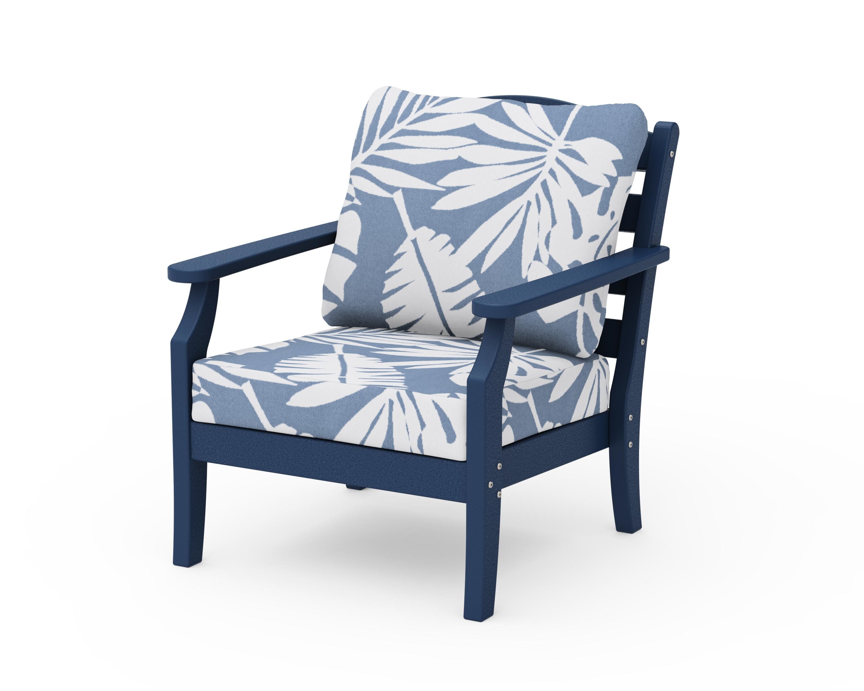 Savannah Deep Seating Chair in Navy / Leaf Sky Blue