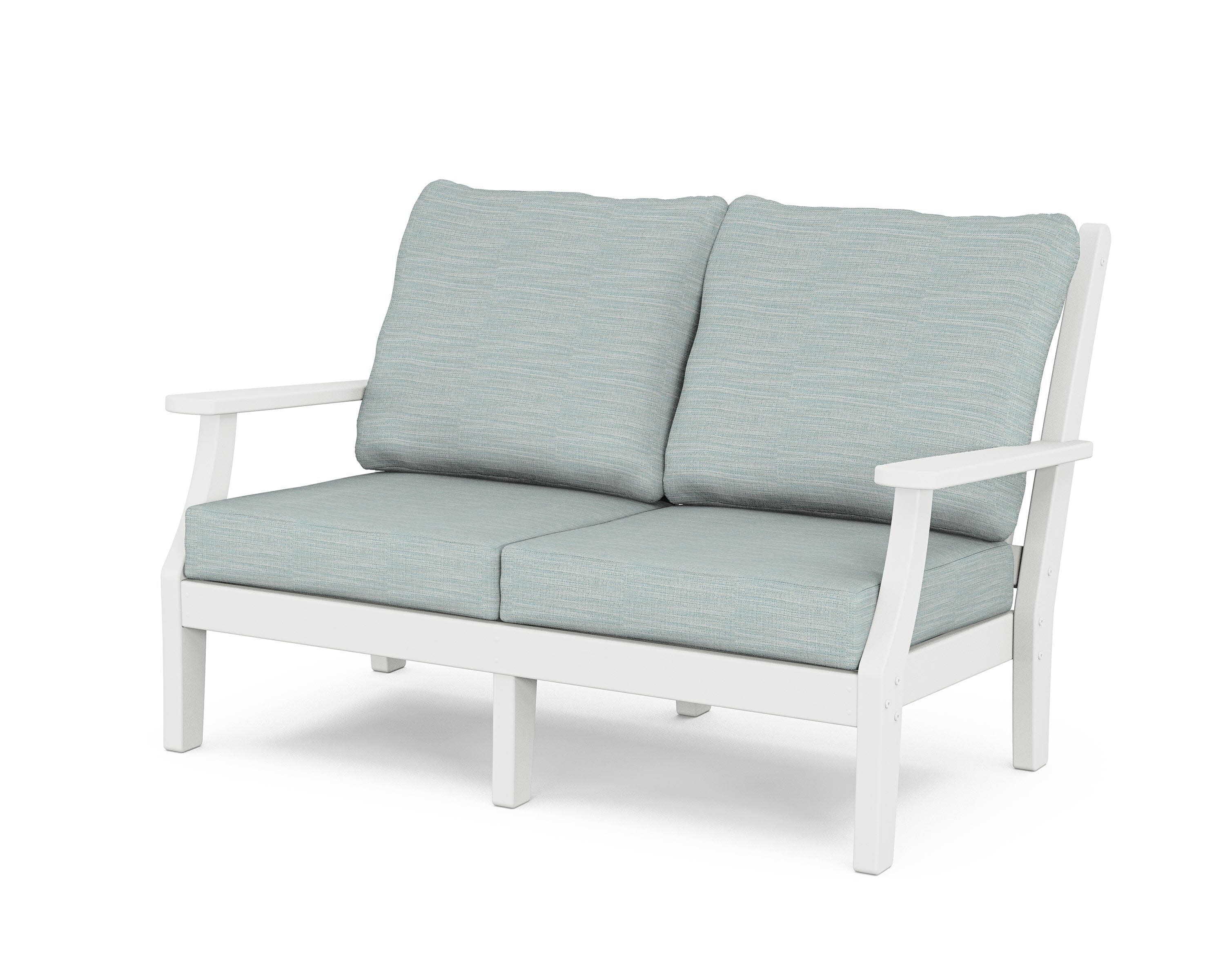 Wovendale Deep Seating Loveseat in White / Soothe Mist