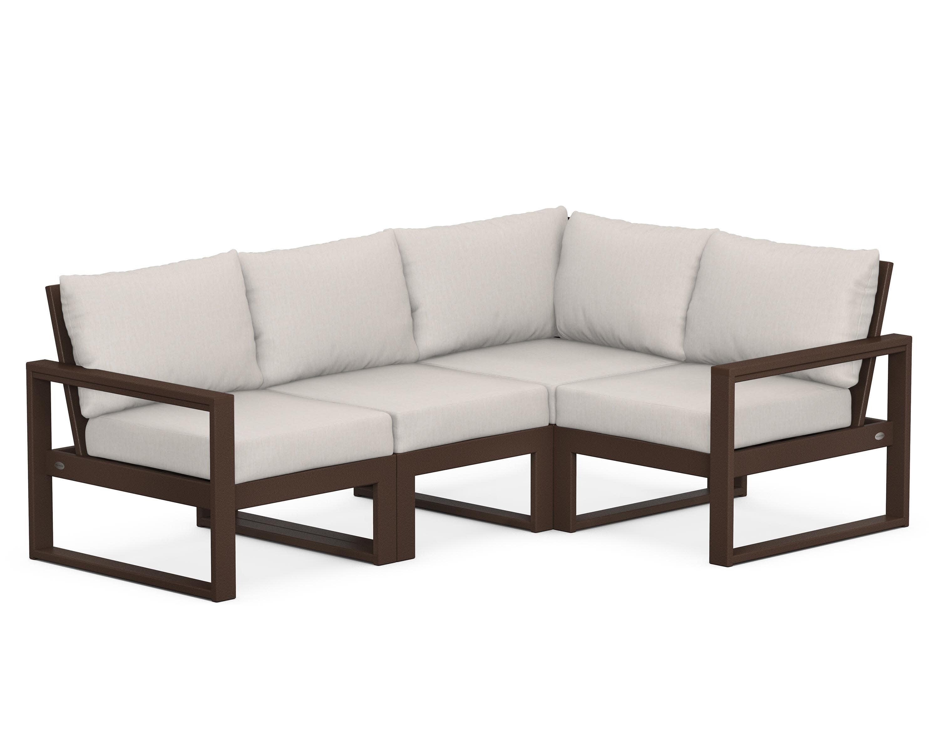 EDGE 4-Piece Modular Deep Seating Set in Mahogany / Cast Ash