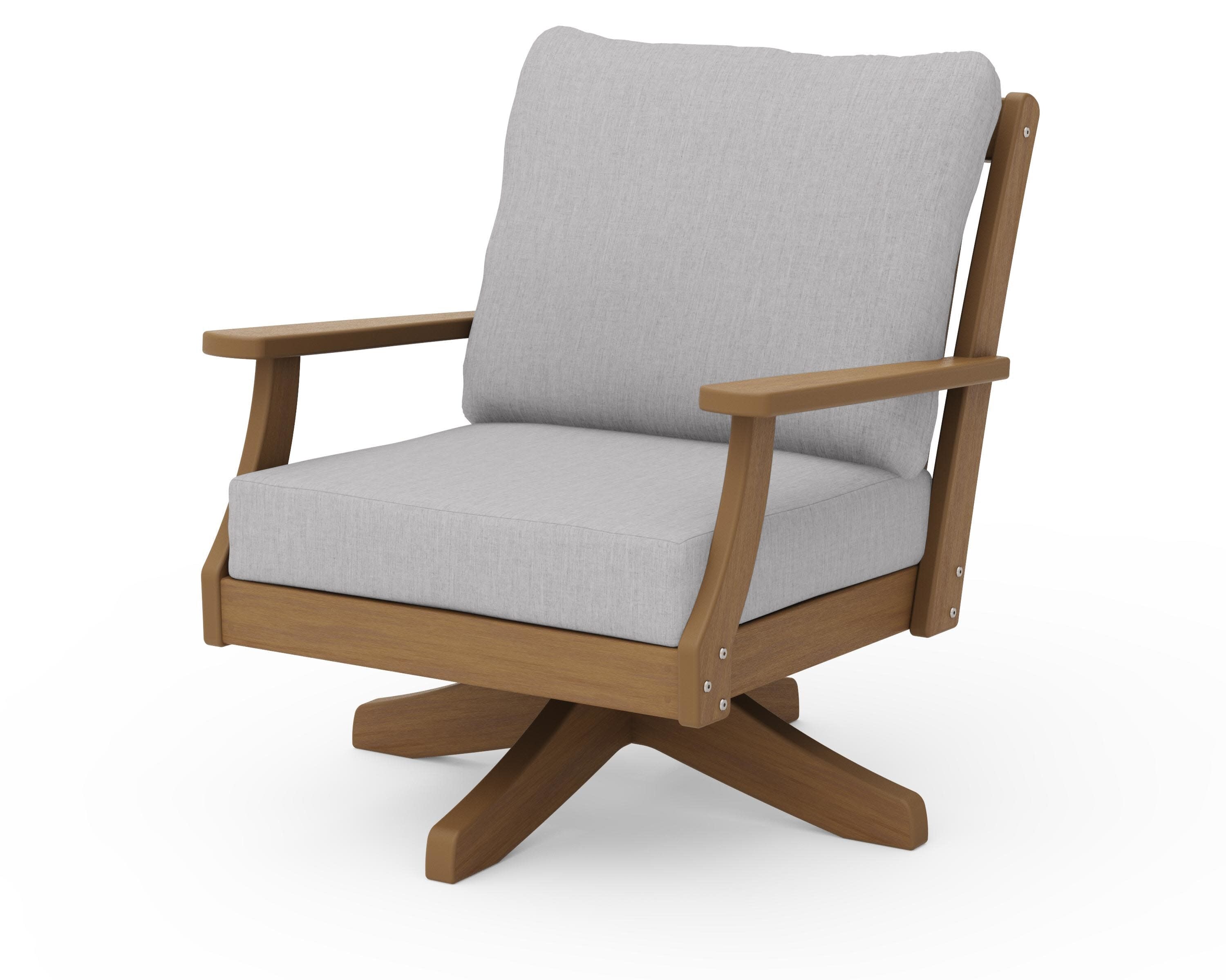 Braxton Deep Seating Swivel Chair in Natural / Granite