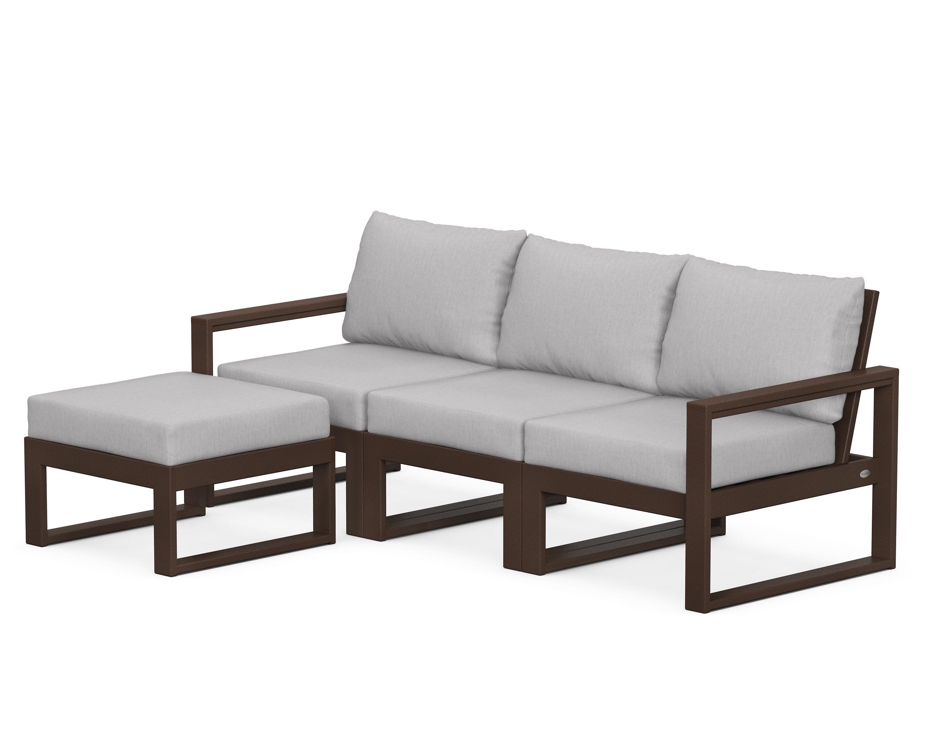 EDGE 4-Piece Modular Deep Seating Set with Ottoman in Mahogany / Granite