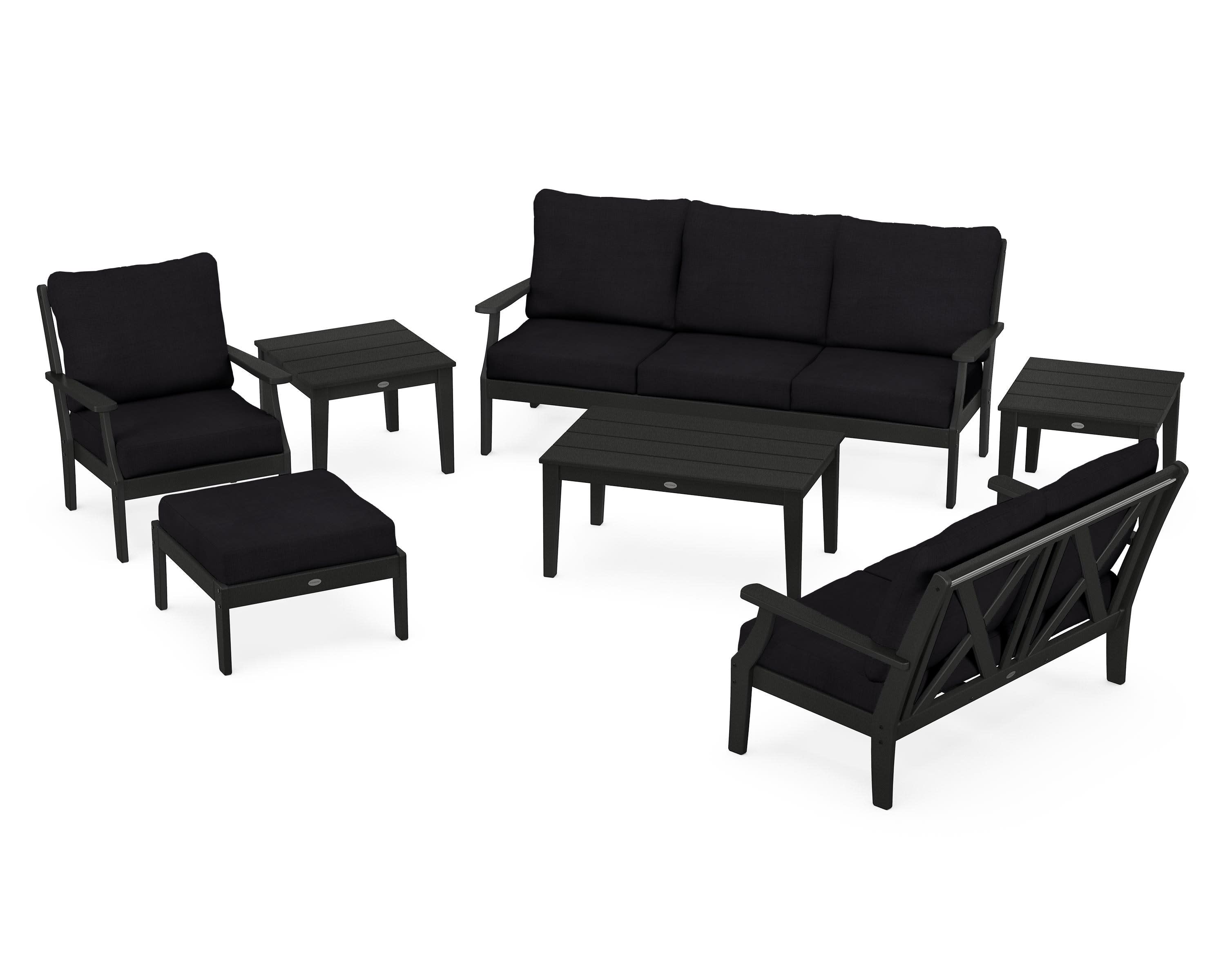Braxton 7-Piece Deep Seating Set in Black / Midnight Linen
