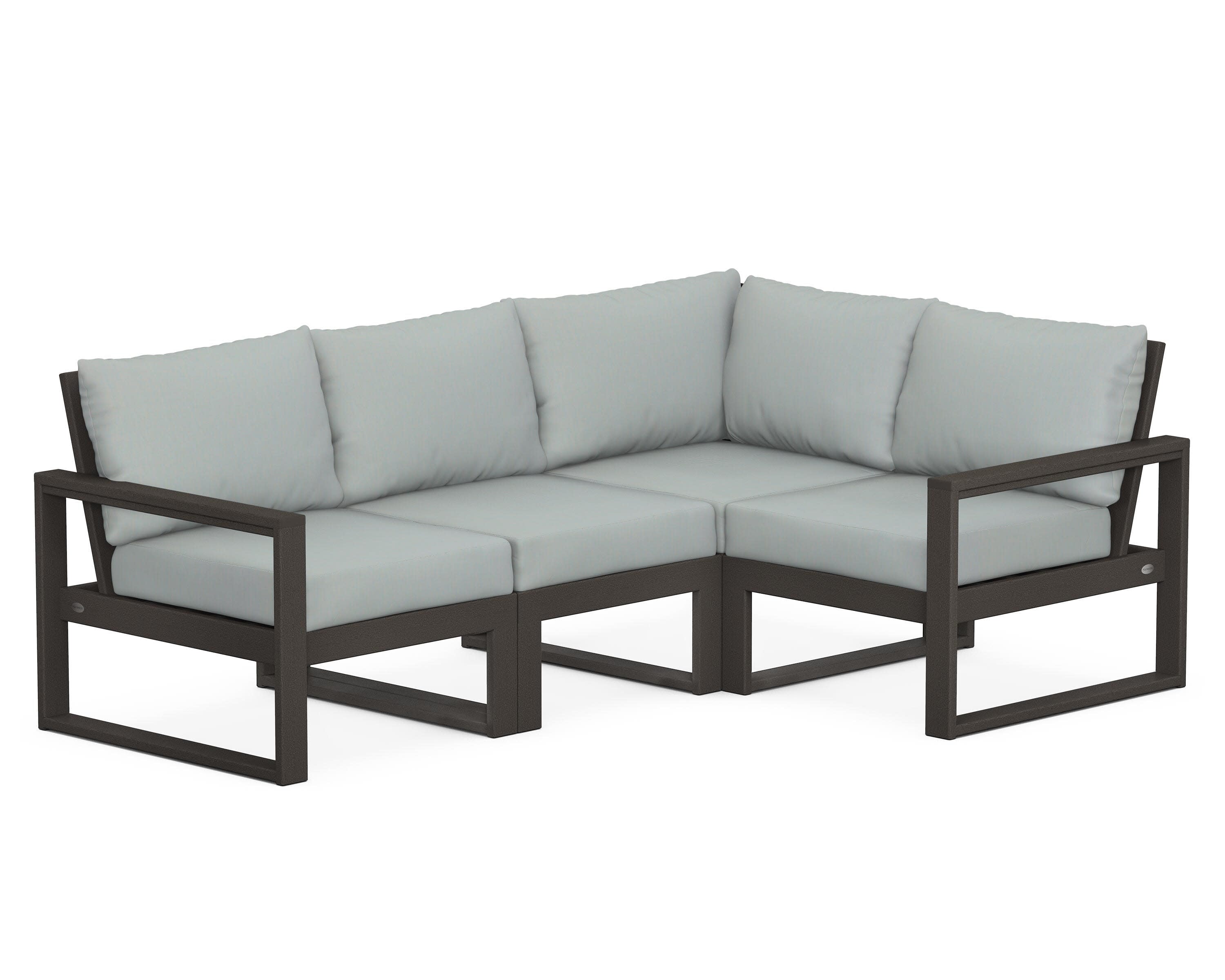 EDGE 4-Piece Modular Deep Seating Set in Vintage Coffee / Spa