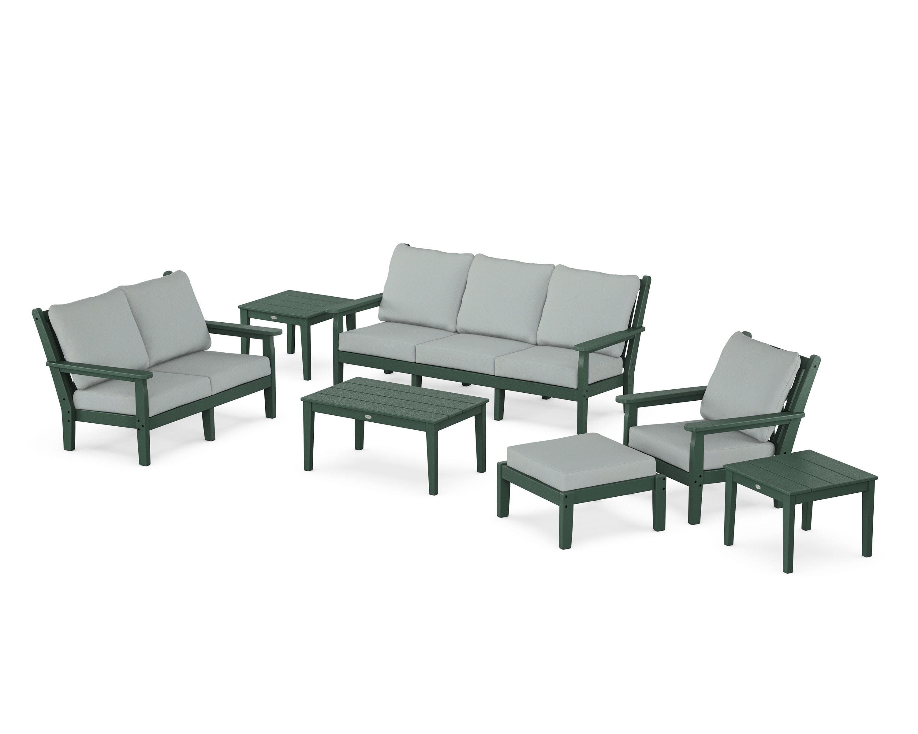Chippendale 7-Piece Deep Seating Set in Green / Spa