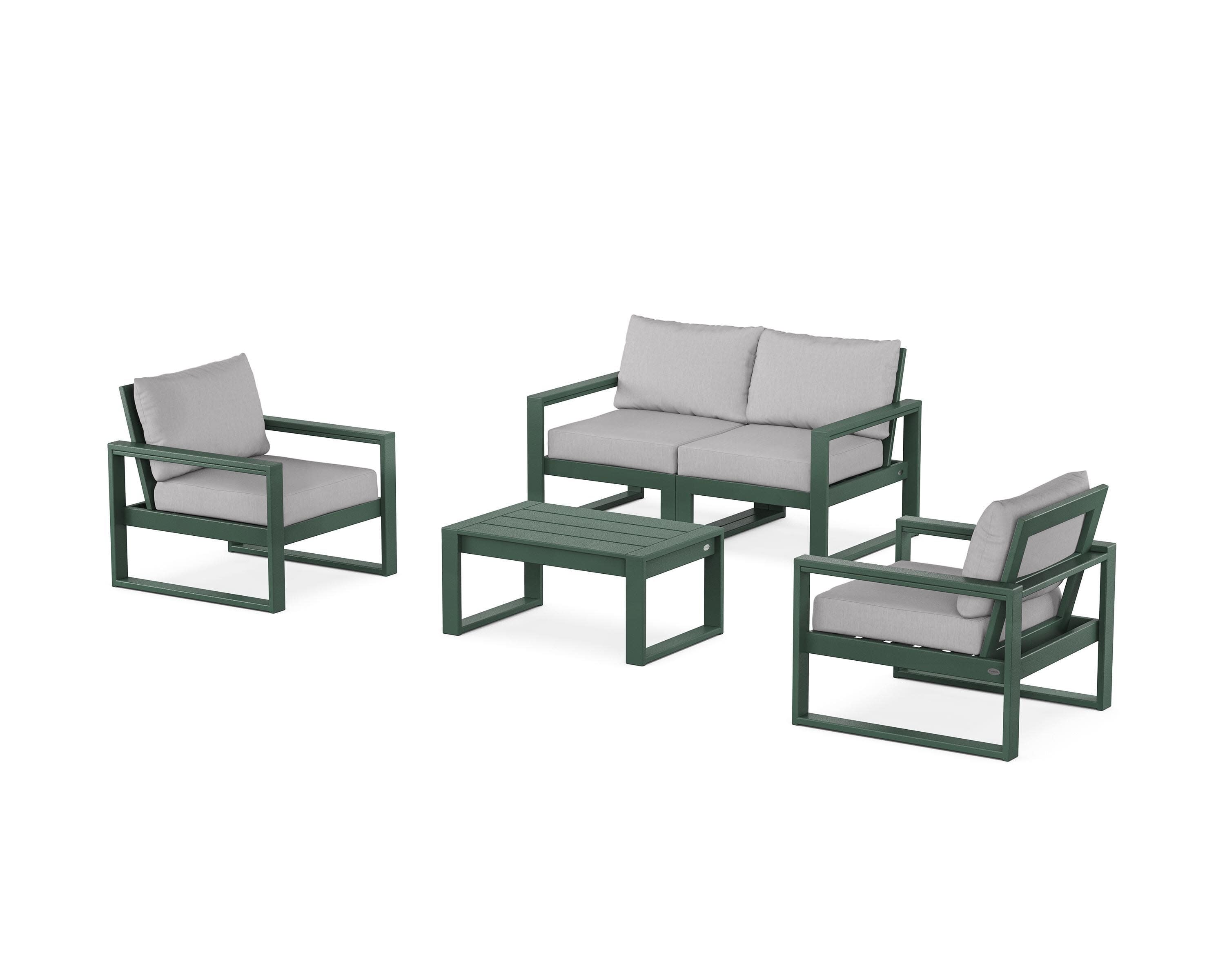 EDGE Sectional 4-Piece Deep Seating Set with Loveseat in Green / Granite