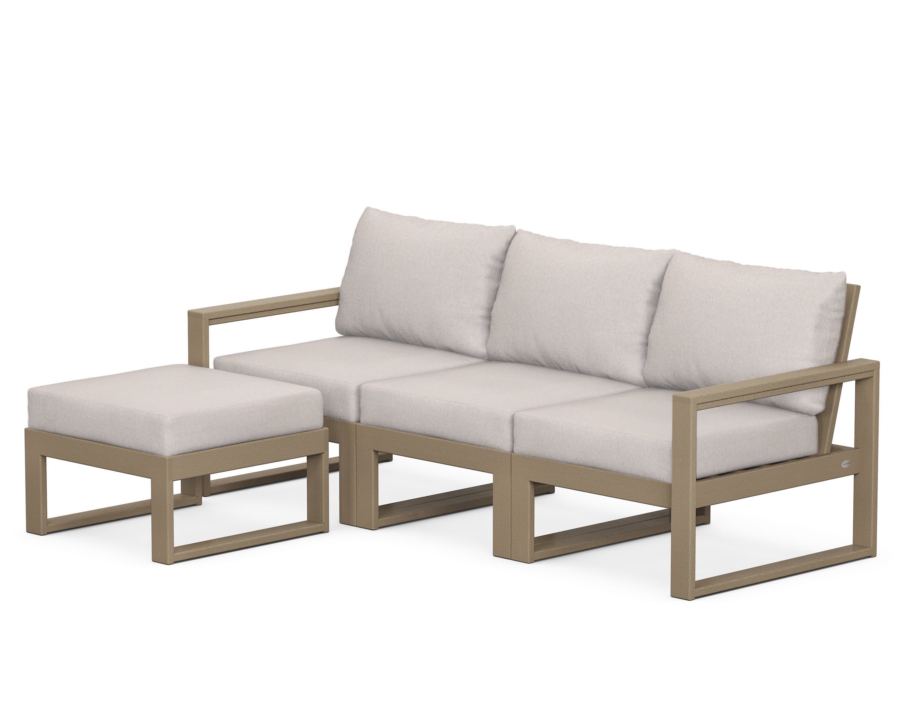 EDGE 4-Piece Modular Deep Seating Set with Ottoman in Vintage Sahara / Dune Burlap