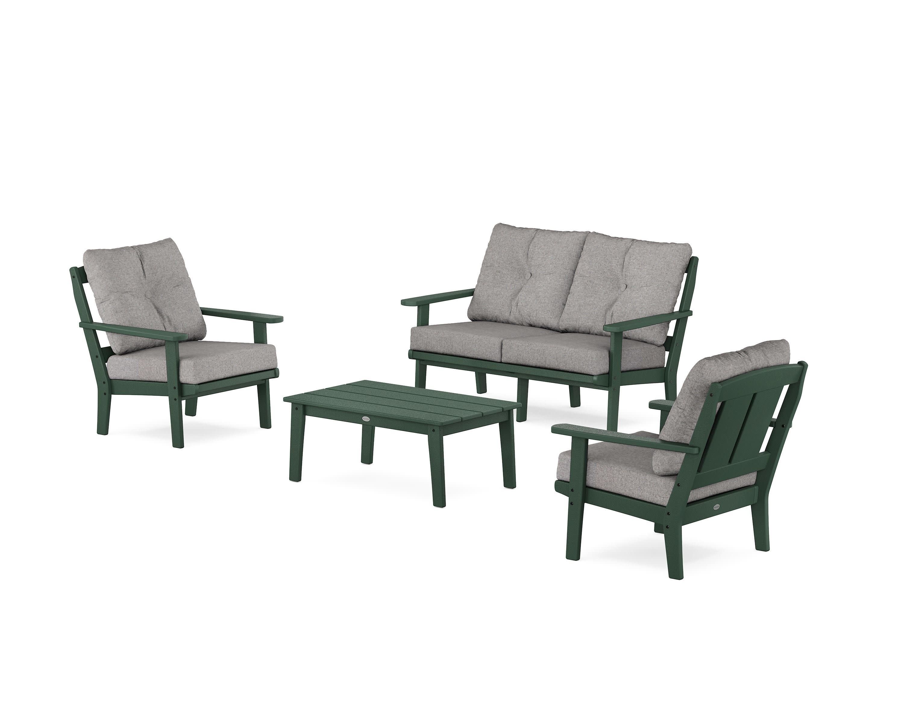 Mission 4-Piece Deep Seating Set with Loveseat in Green / Grey Mist