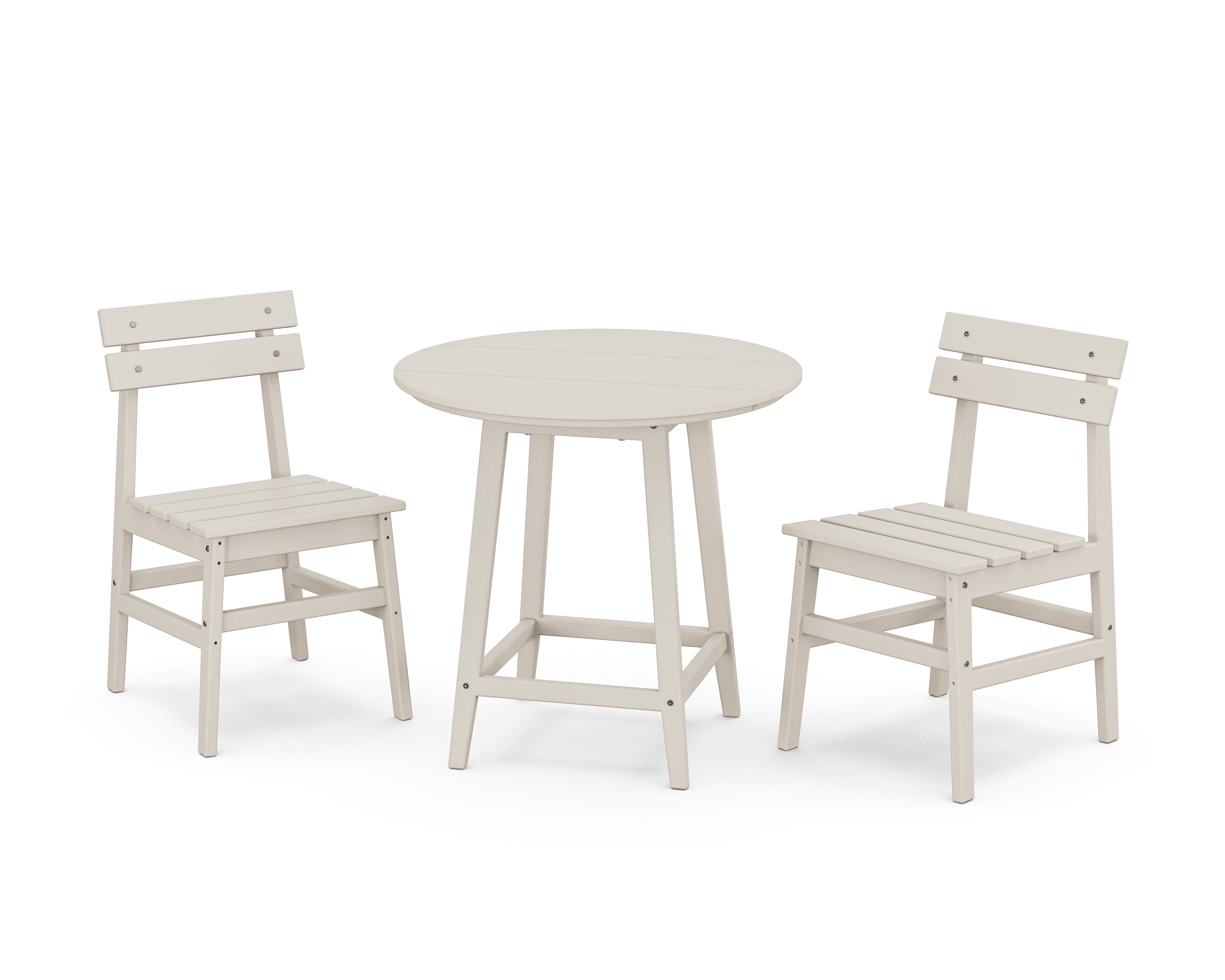 Modern Studio Plaza Chair 3-Piece Round Bistro Dining Set in Sand