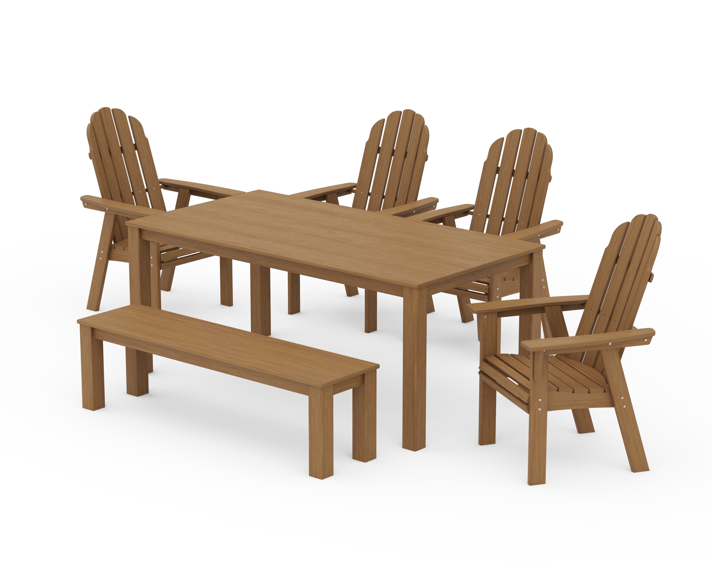 Vineyard Curveback Adirondack 6-Piece Parsons Dining Set with Bench in Natural