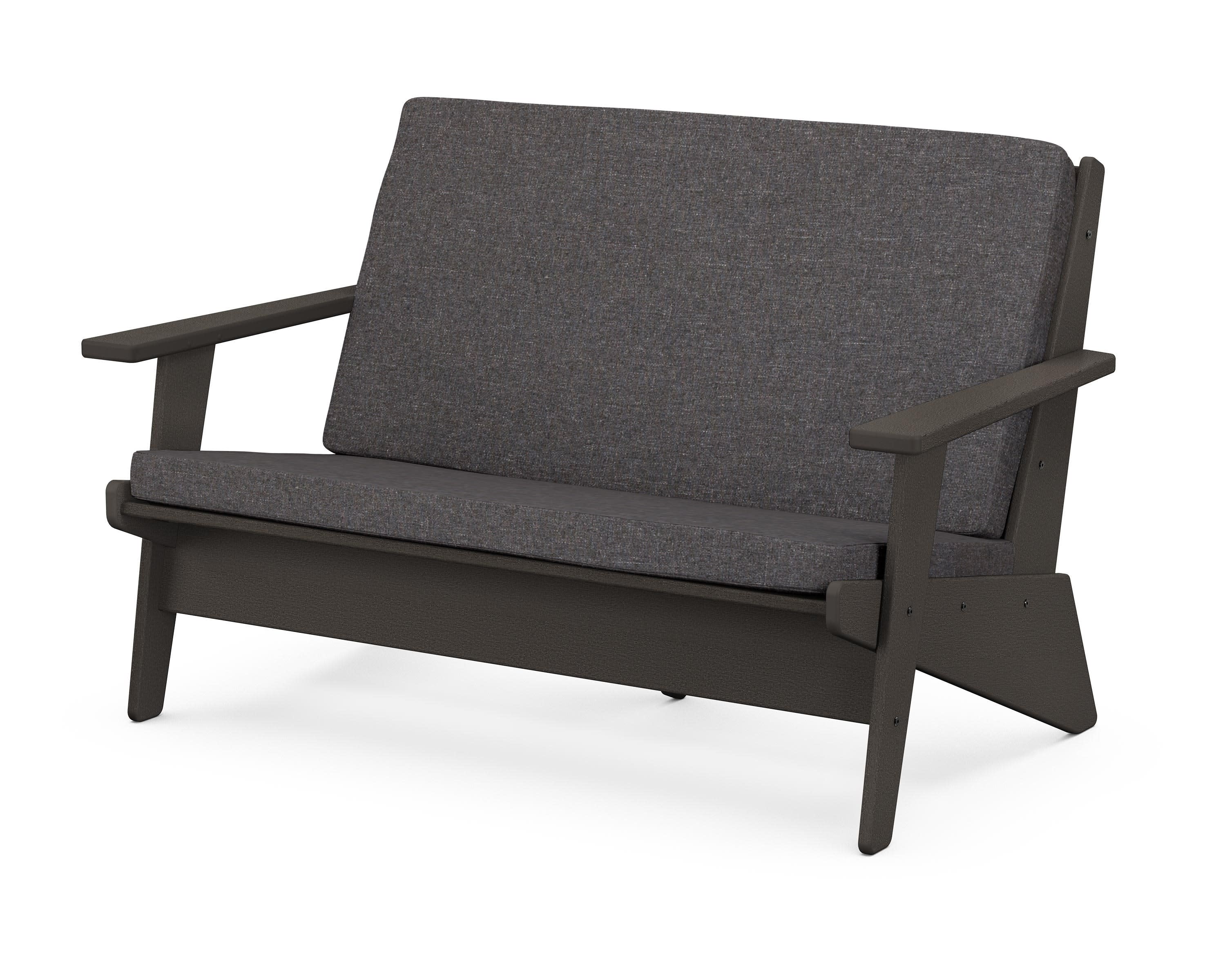 Riviera Modern Lounge Loveseat in Vintage Coffee / Ash Charcoal
