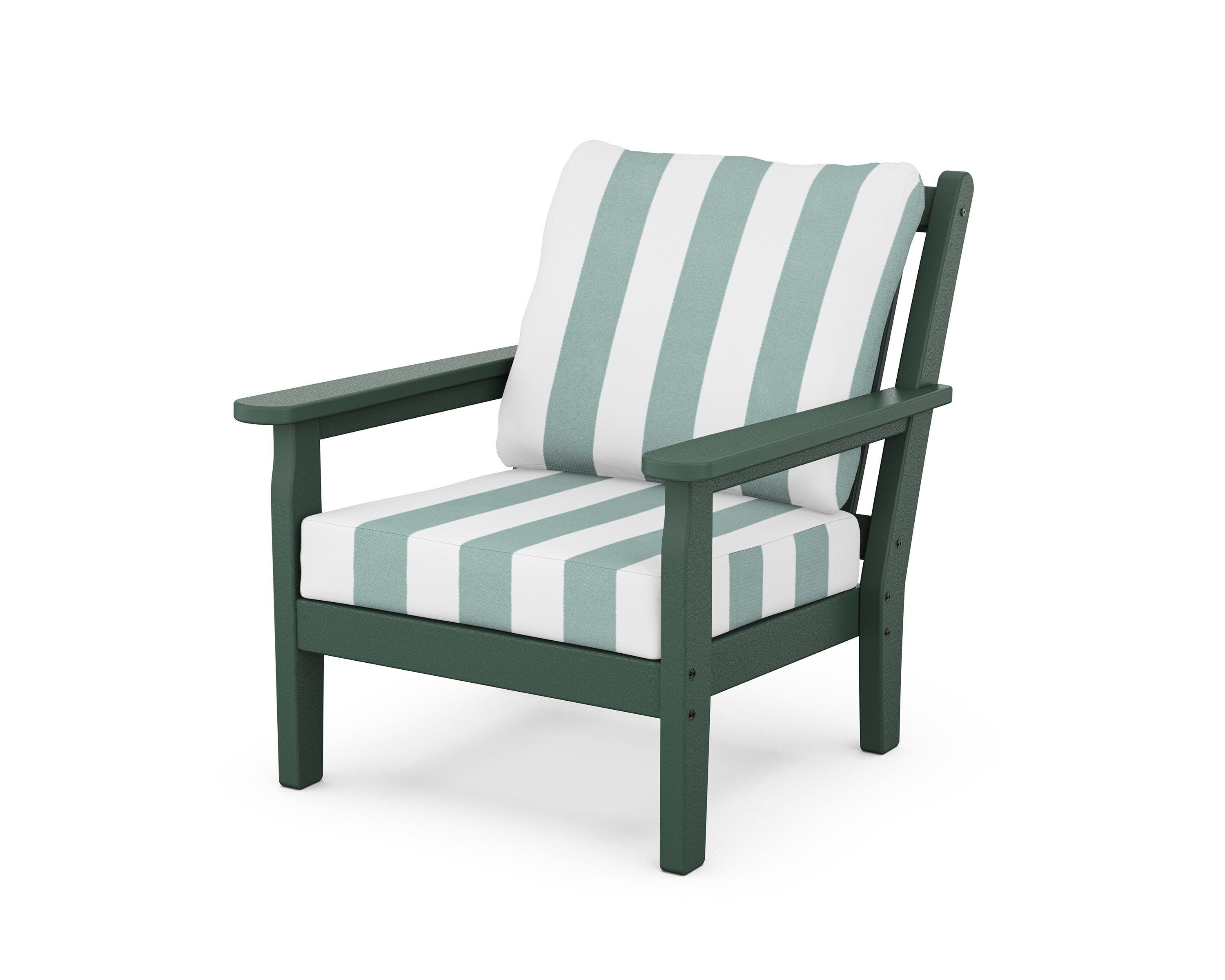 Chippendale Deep Seating Chair in Green / Cabana Stripe Glacier Spa