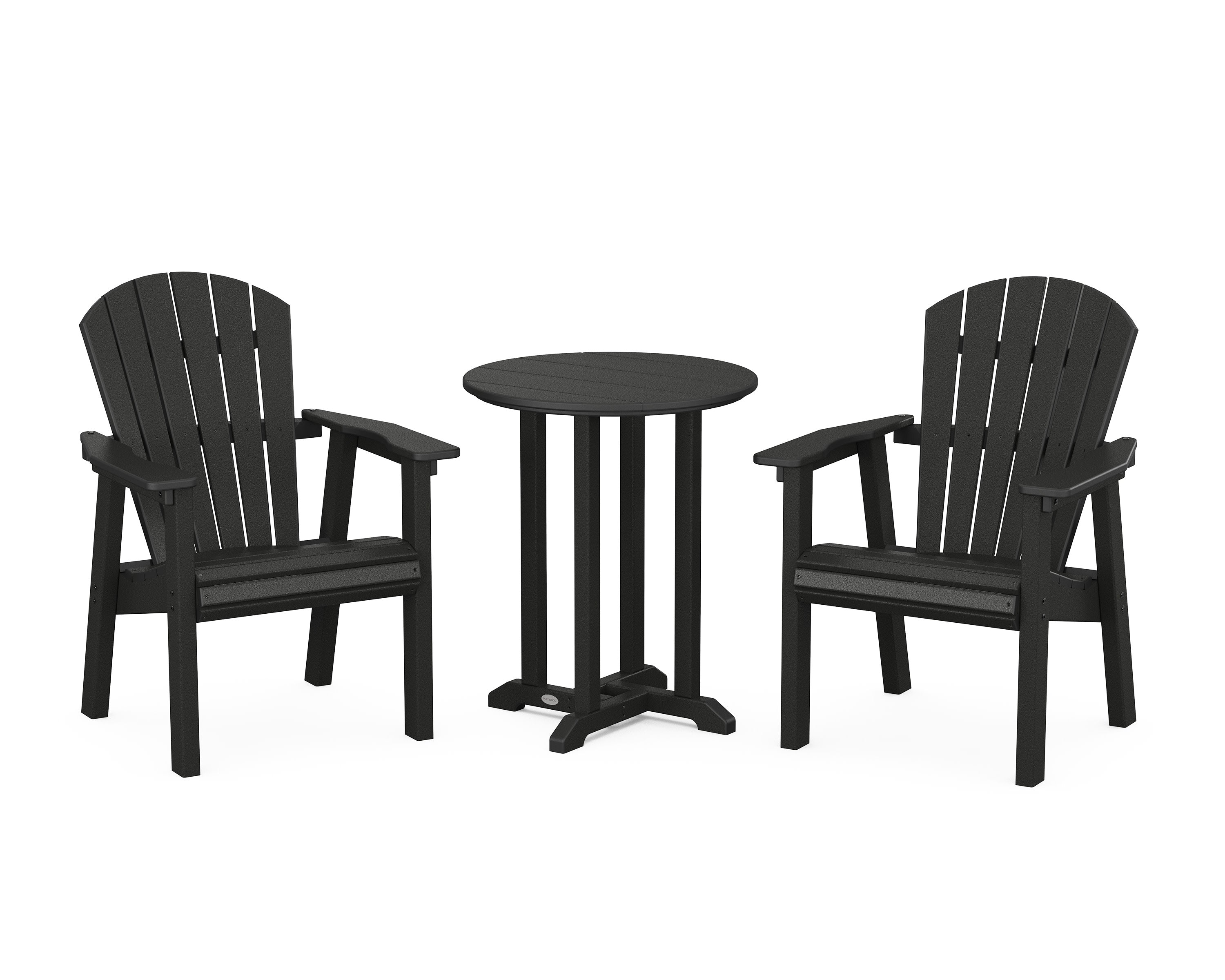 Seashell 3-Piece Round Farmhouse Bistro Dining Set in Black