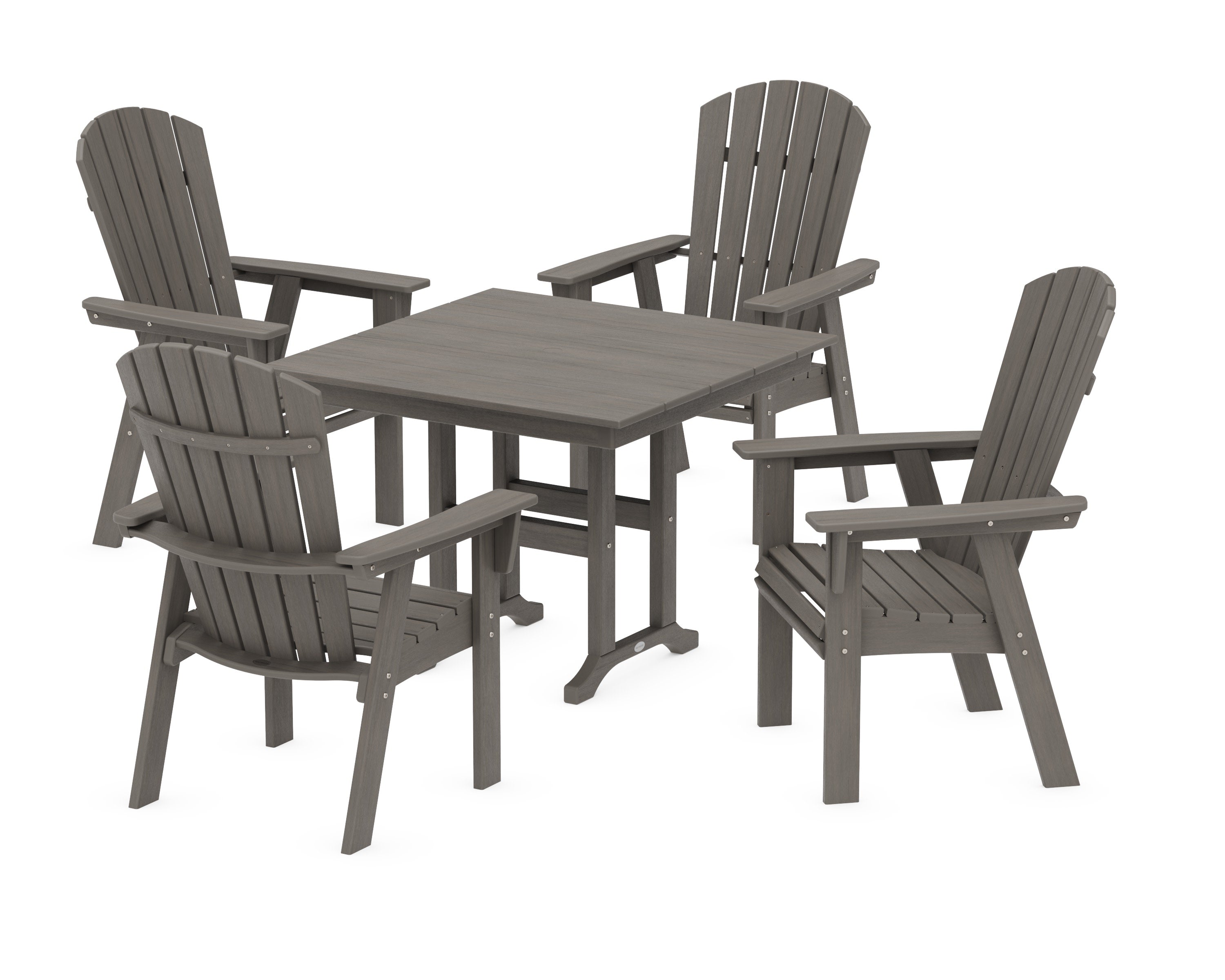 Nautical Curveback Adirondack 5-Piece Farmhouse Dining Set in Driftwood