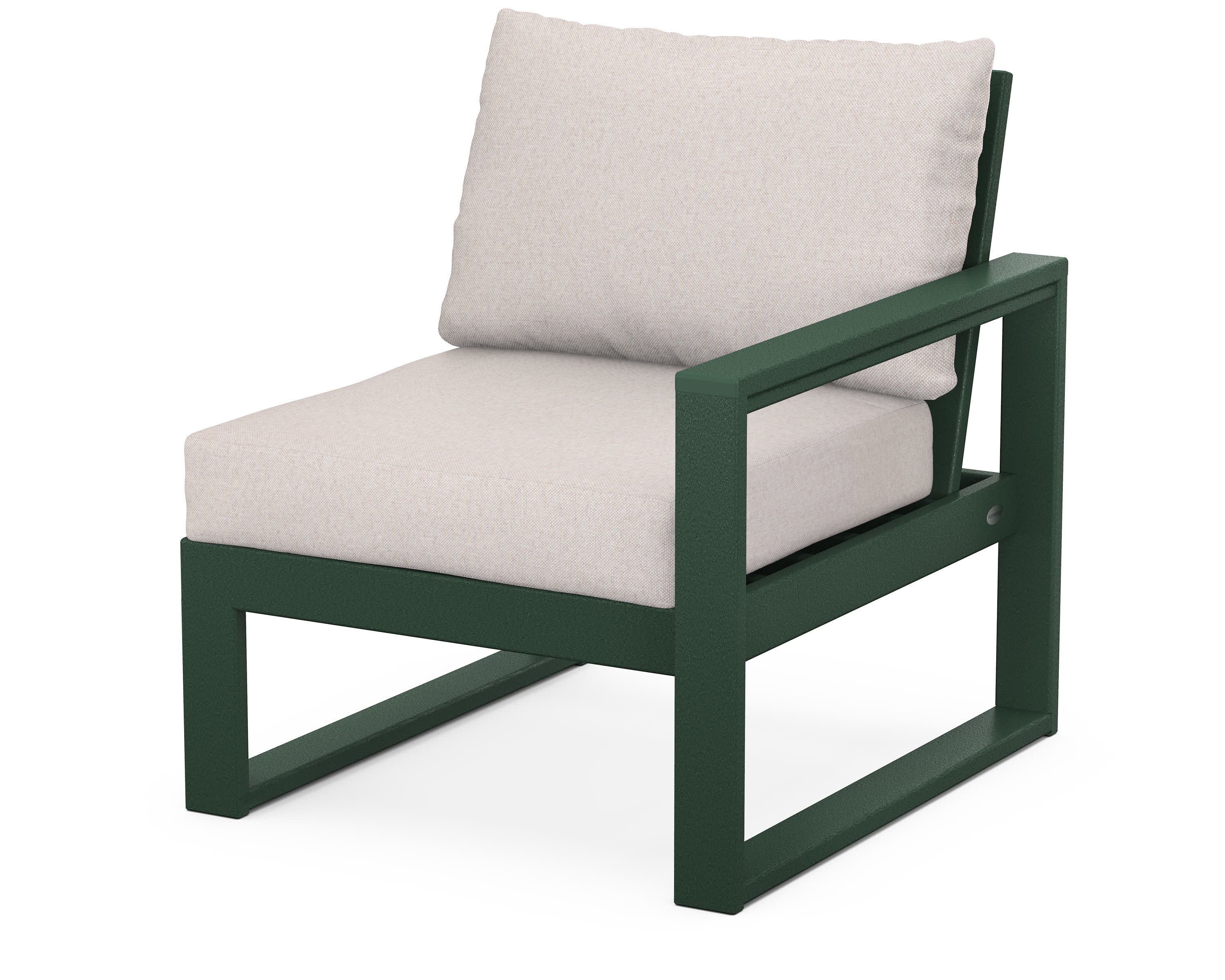 EDGE Modular Right Arm Chair in Green / Dune Burlap