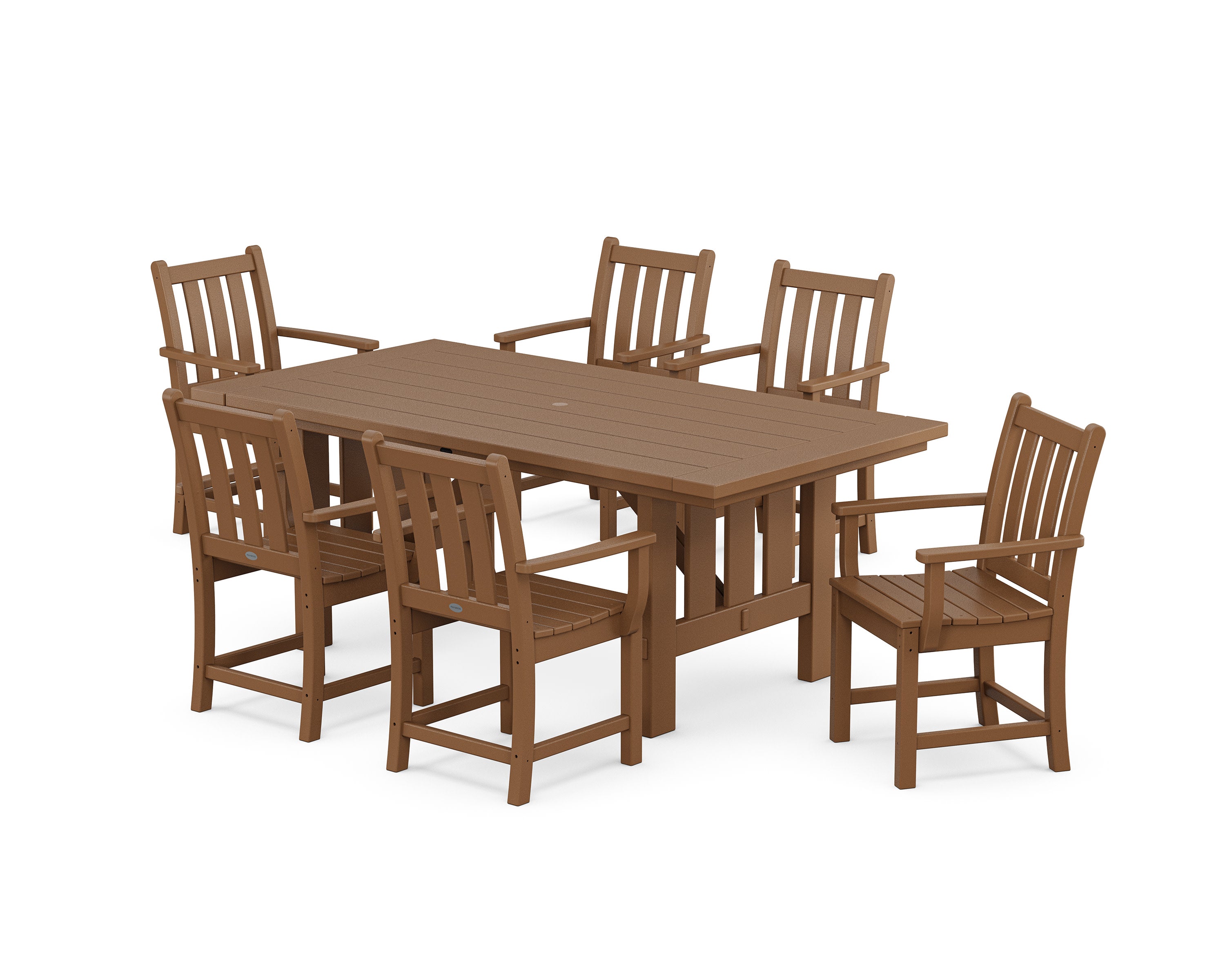 Traditional Garden Arm Chair 7-Piece Mission Dining Set in Teak