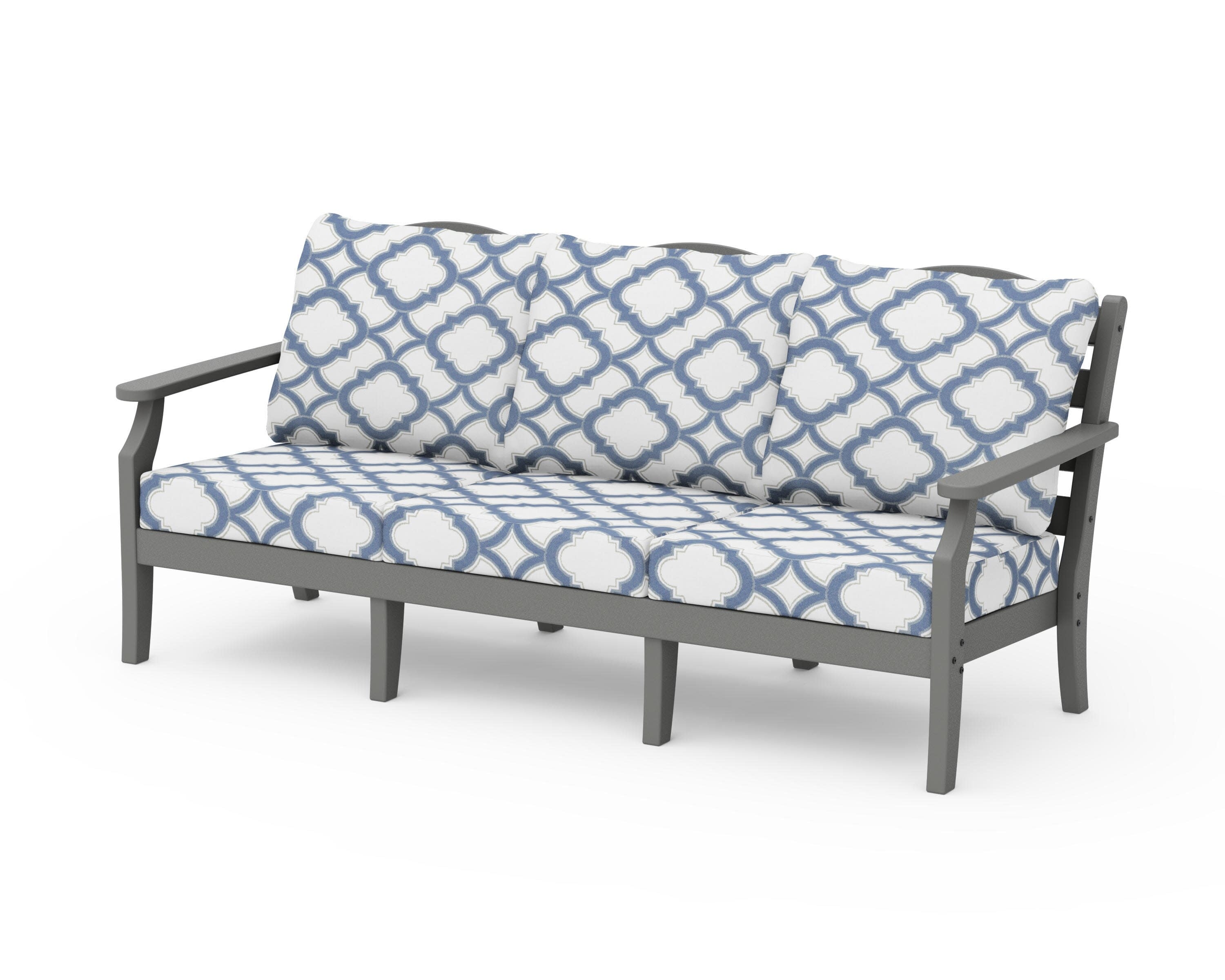 Savannah Deep Seating Sofa in Slate Grey / Trellis Sky Blue