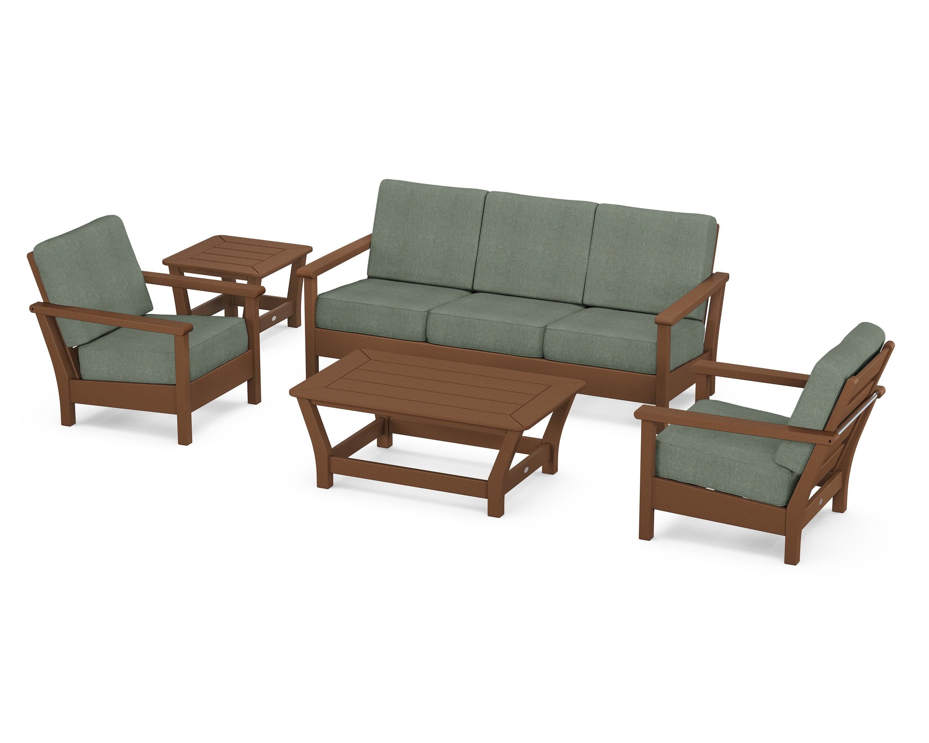 Harbour 5-Piece Deep Seating Set in Teak / Cast Sage
