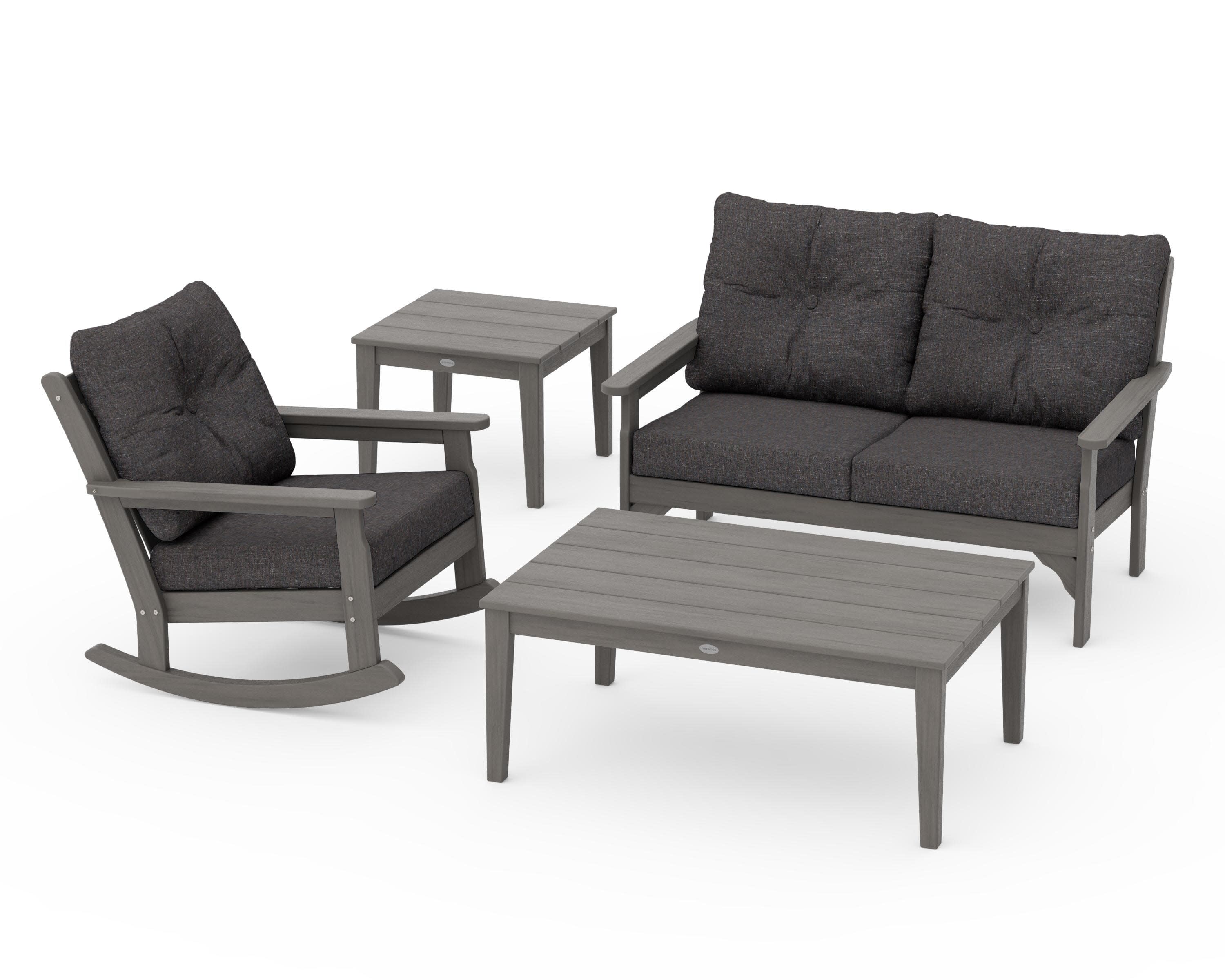 Vineyard 4-Piece Deep Seating Rocker Set in Driftwood / Ash Charcoal
