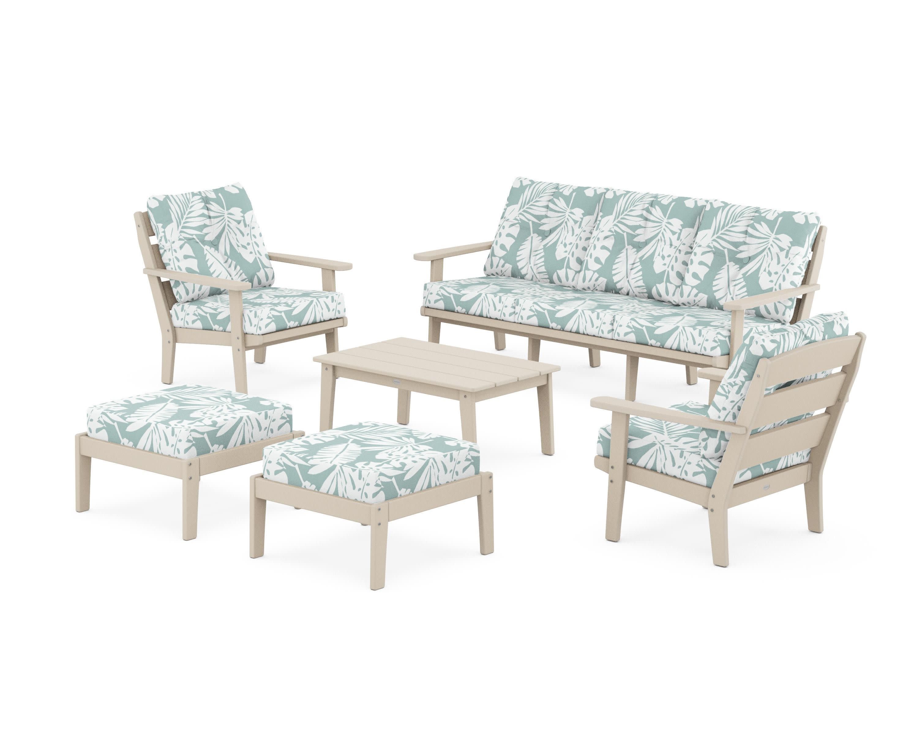 Lakeside 6-Piece Lounge Sofa Set in Sand / Leaf Glacier Spa